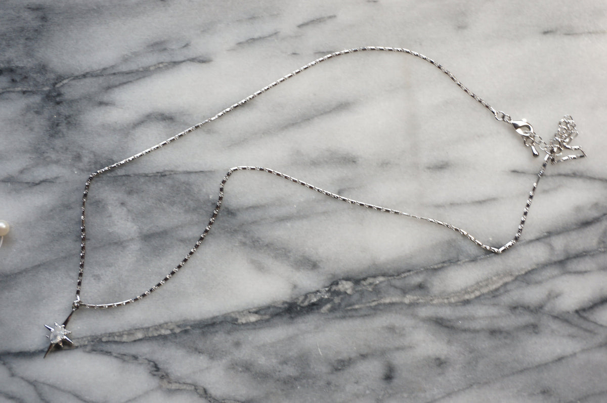 SELESTE Silver Celestial Moonstone Style Necklace