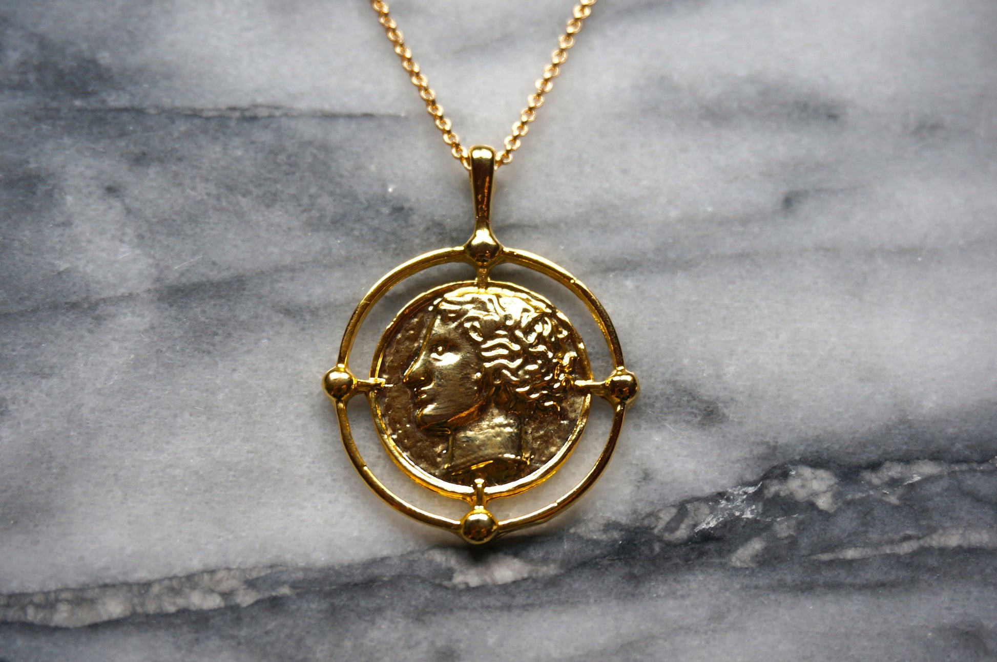 ALEXANDER Gold Greek Coin Necklace
