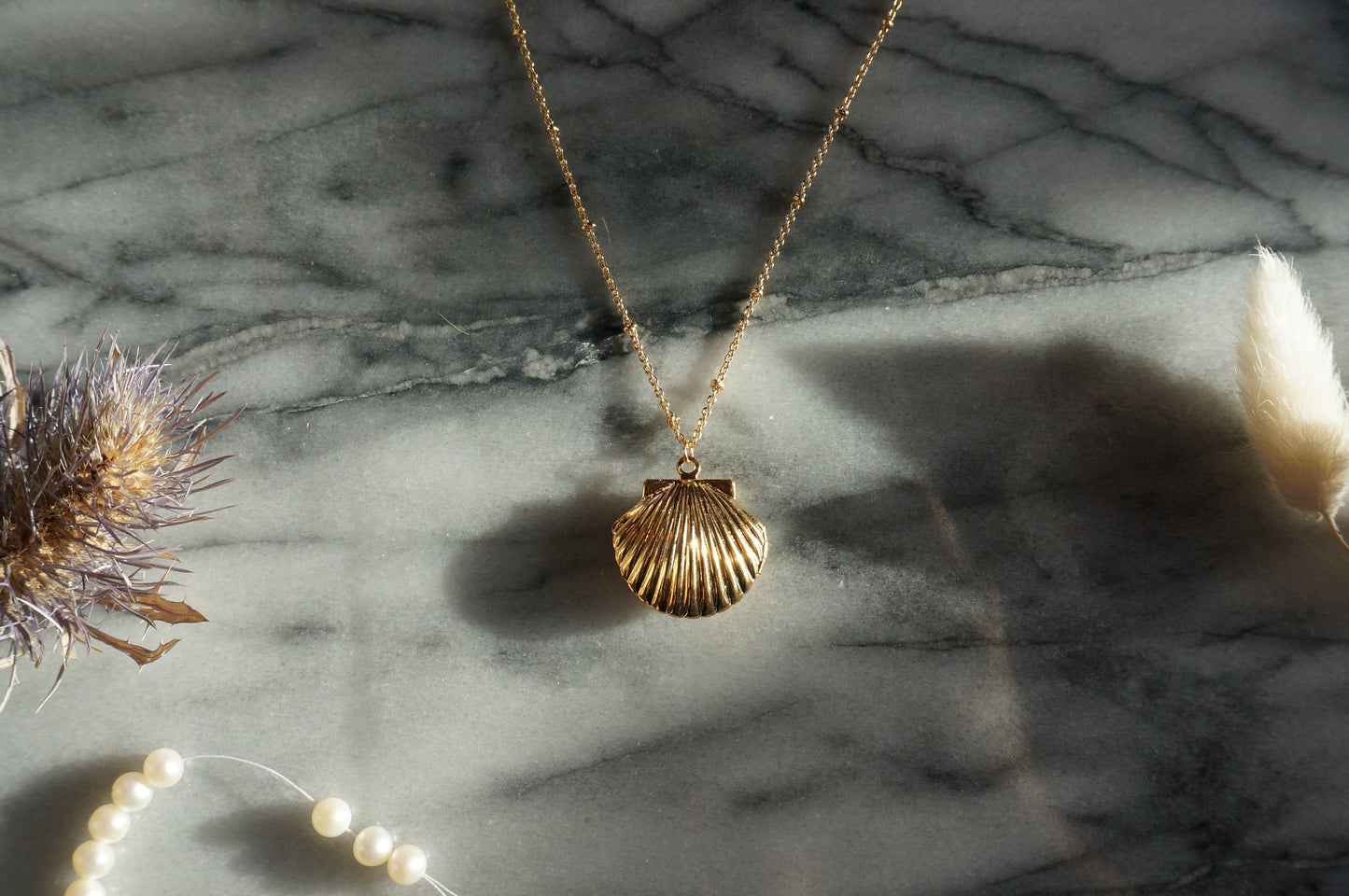 ARIEL Gold Shell Locket Necklace