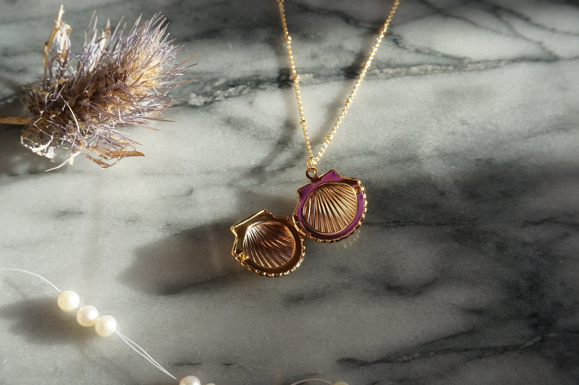 ARIEL Gold Shell Locket Necklace