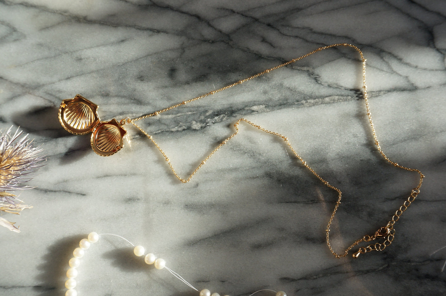 ARIEL Gold Shell Locket Necklace