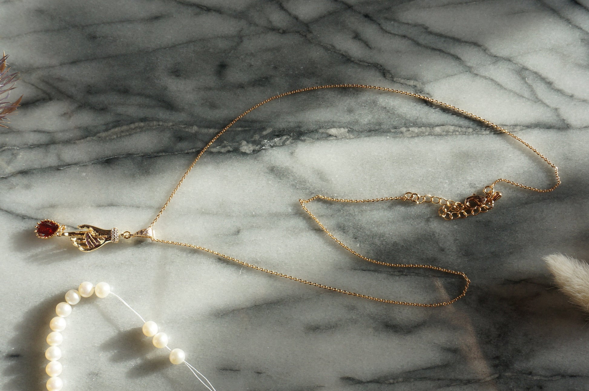 LADY MACBETH Gold / Silver / Black Hand and Blooddrop Dainty Necklace