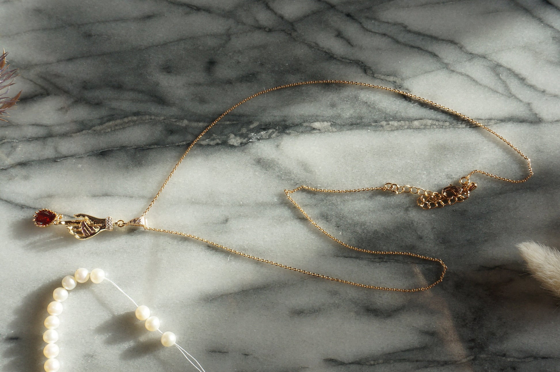 LADY MACBETH Gold / Silver / Black Hand and Blooddrop Dainty Necklace