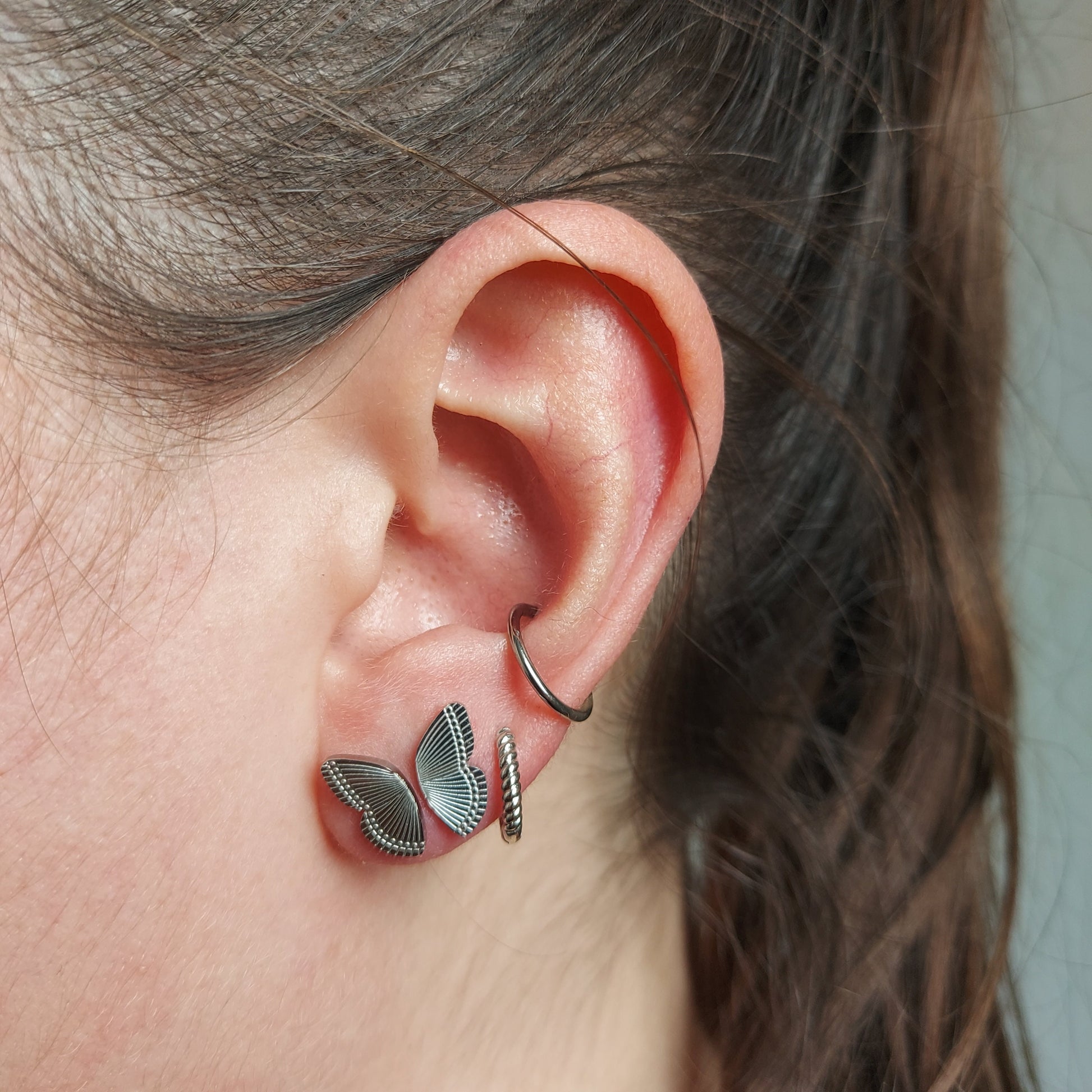 PAPILLON Butterfly Wing Studs in Silver / Gold