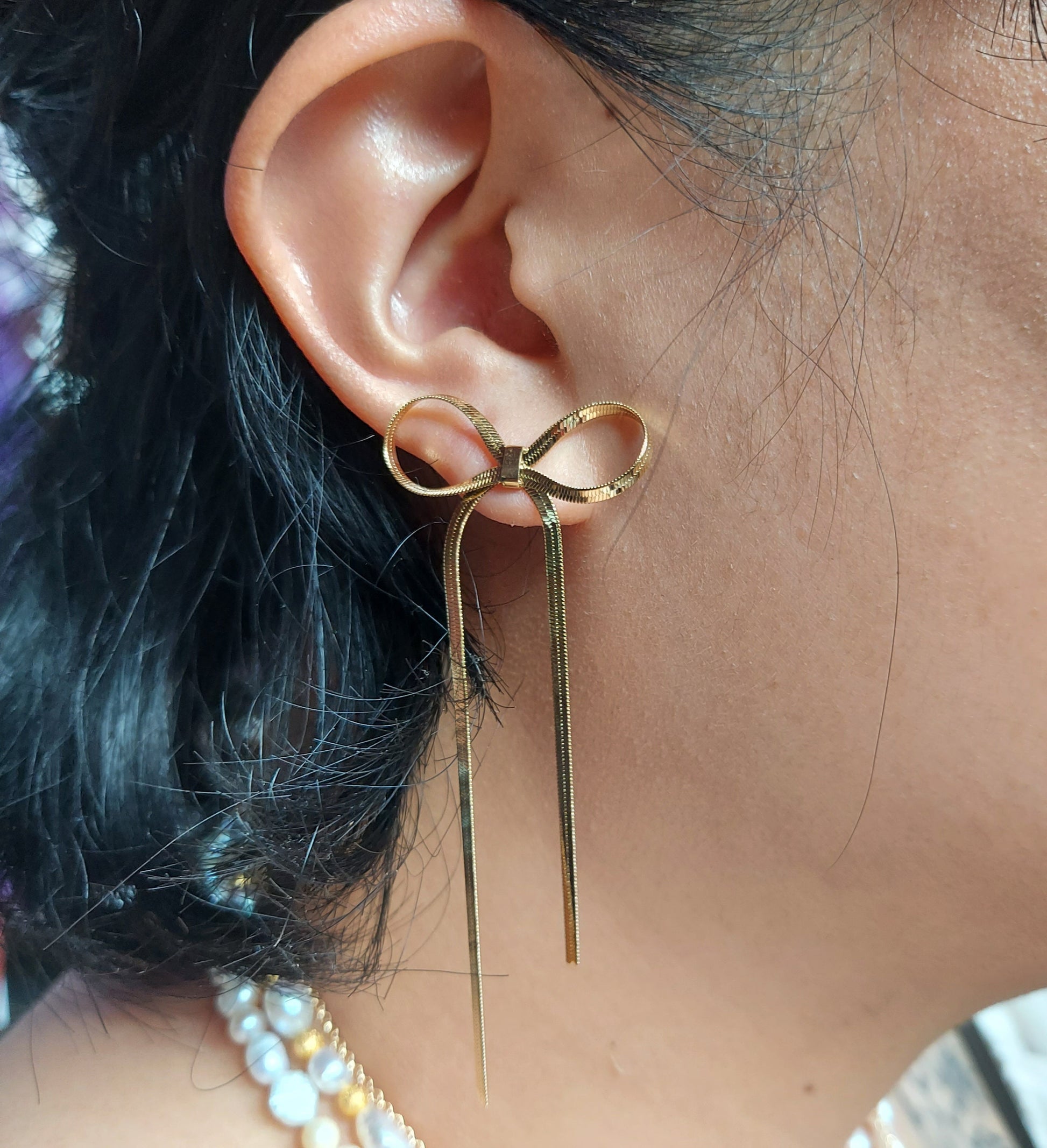 BOW - Gold / Silver Bow Stud Earrings