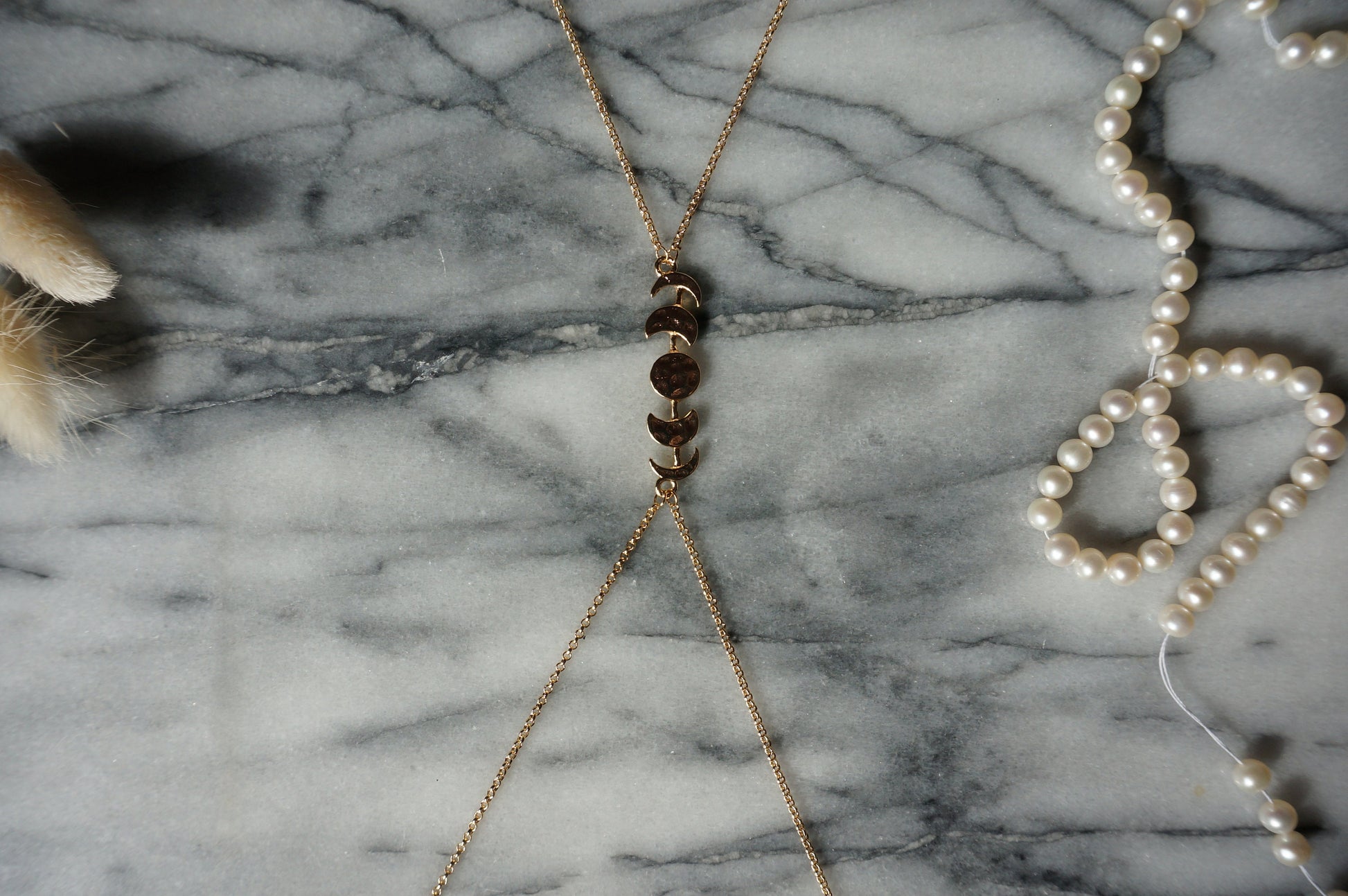 Hammered Moon Phase Gold Body Chain