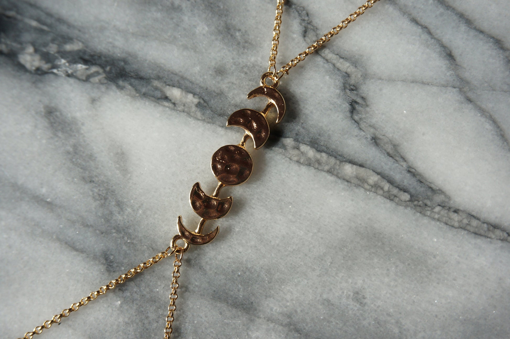 Hammered Moon Phase Gold Body Chain