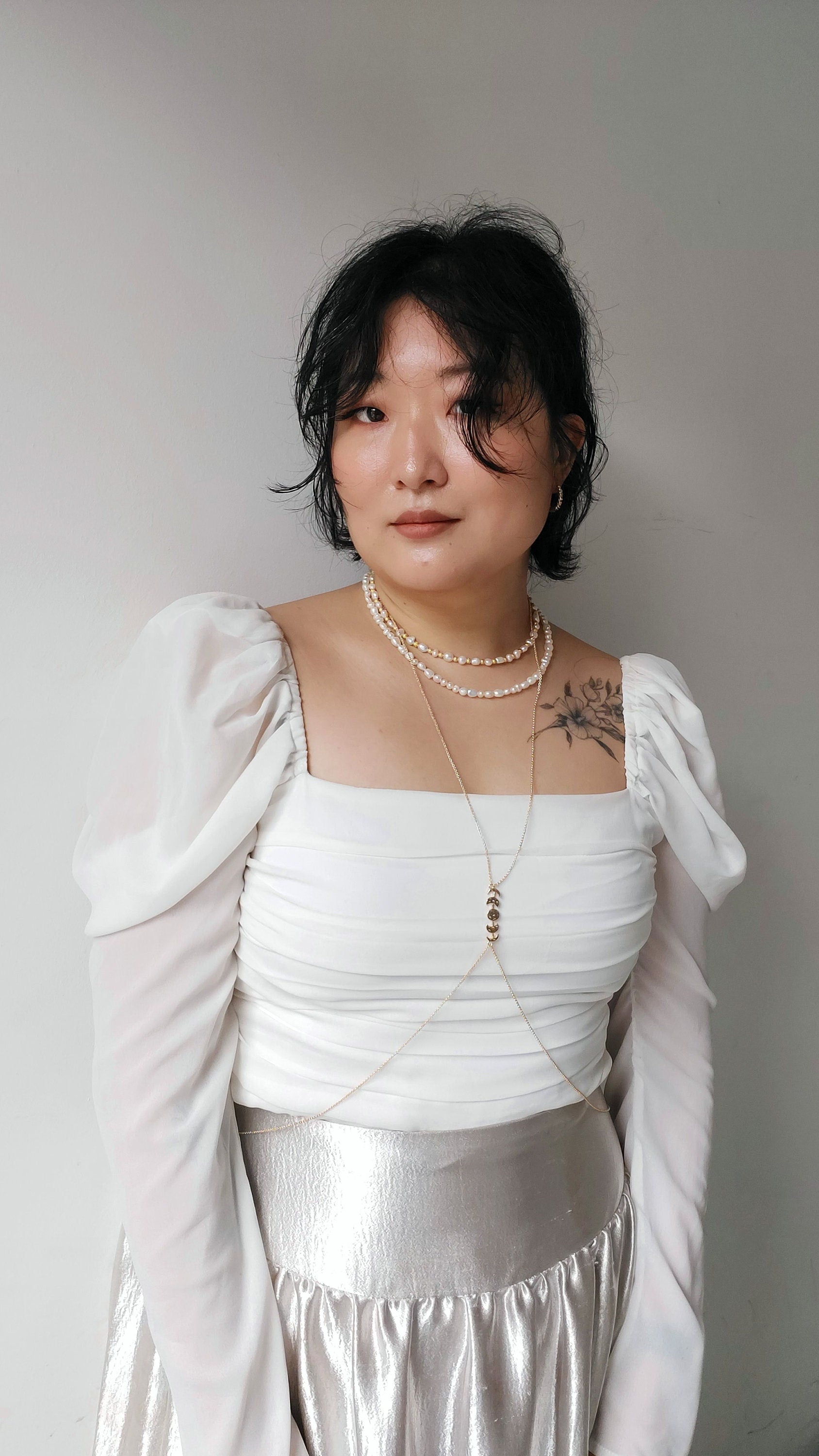 Hammered Moon Phase Gold Body Chain