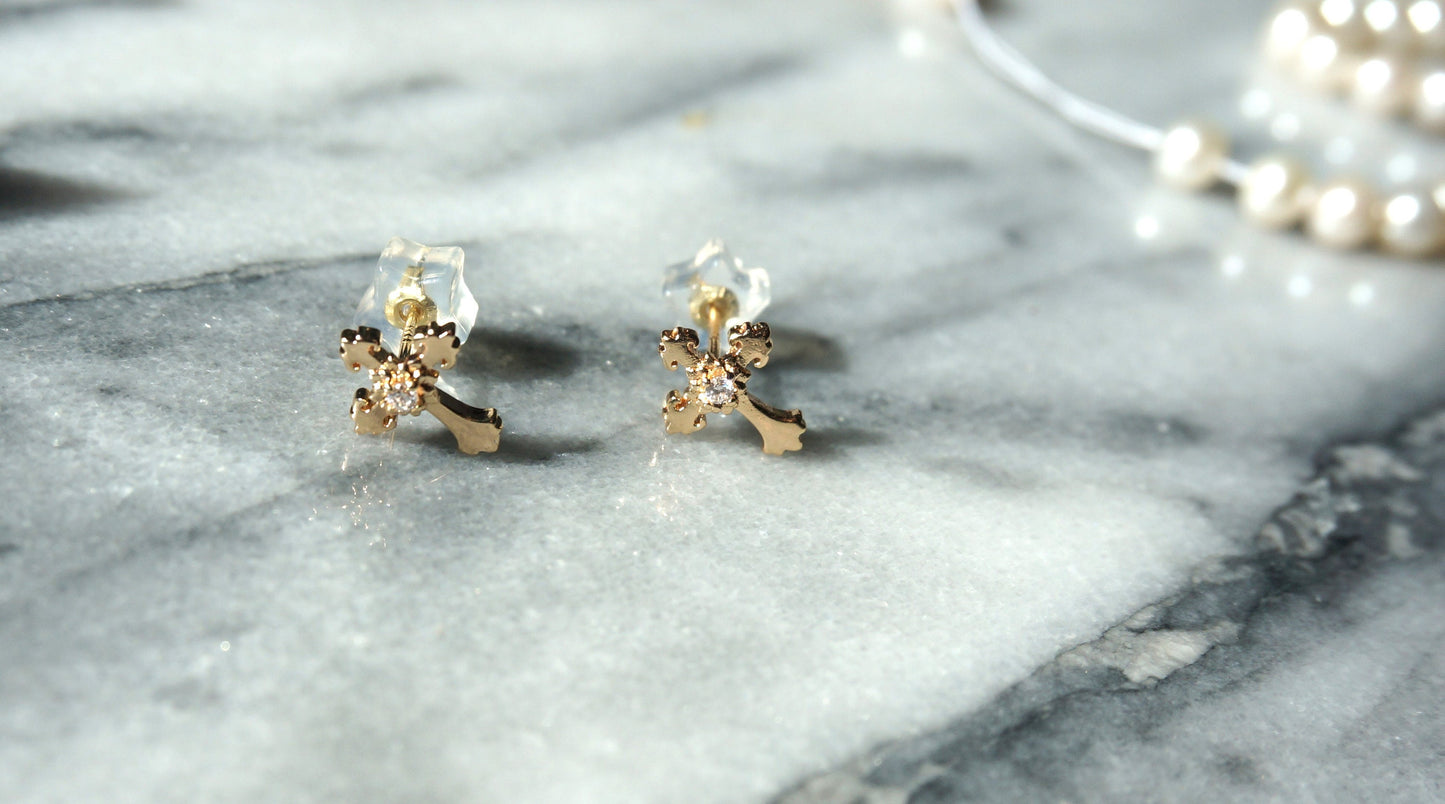 CROSS Simple Gold Studs