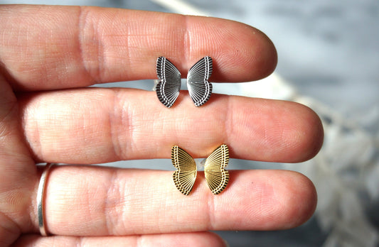 PAPILLON Butterfly Wing Studs in Silver / Gold