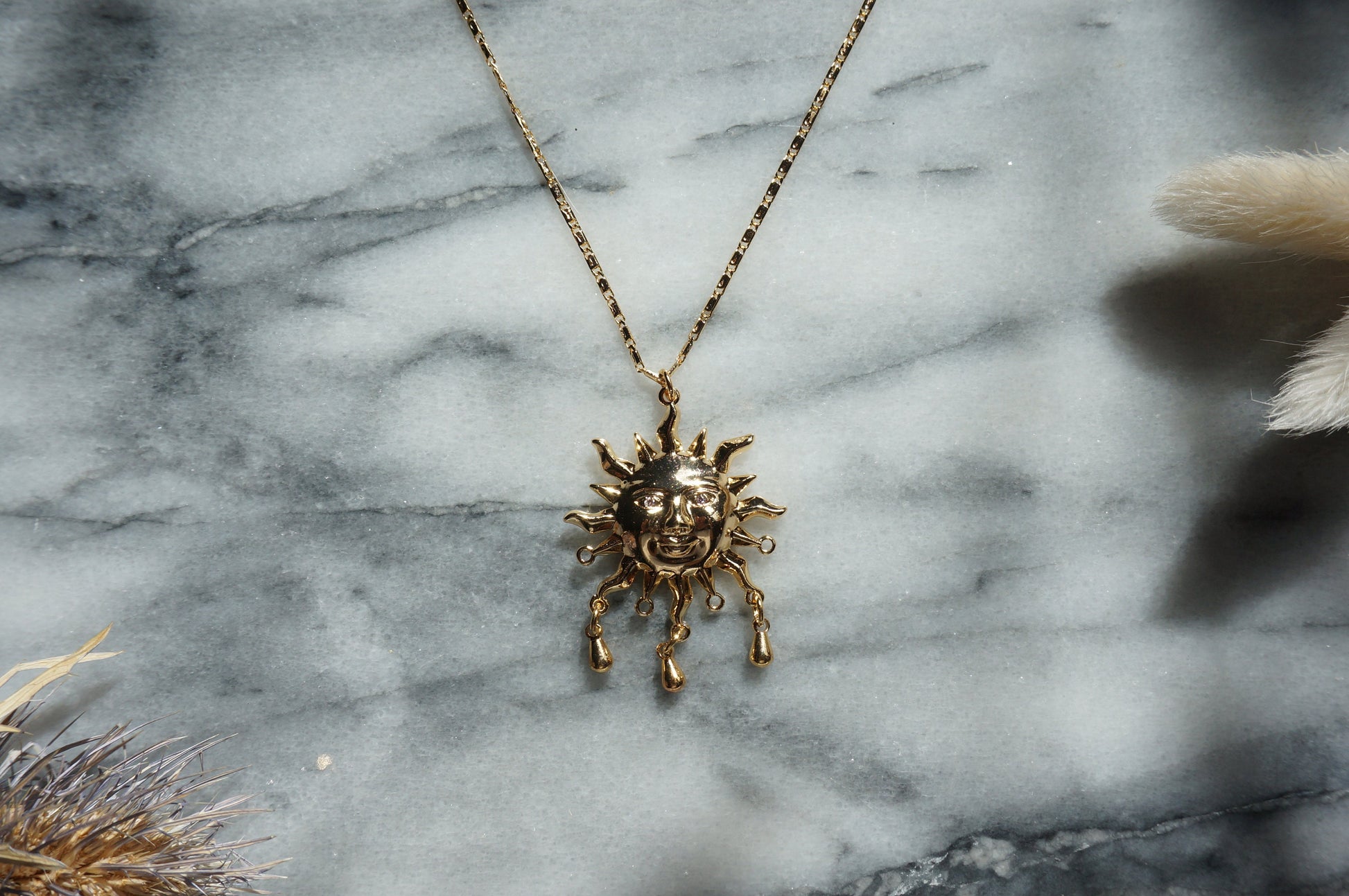SUNNIVA Gold Sun Necklace