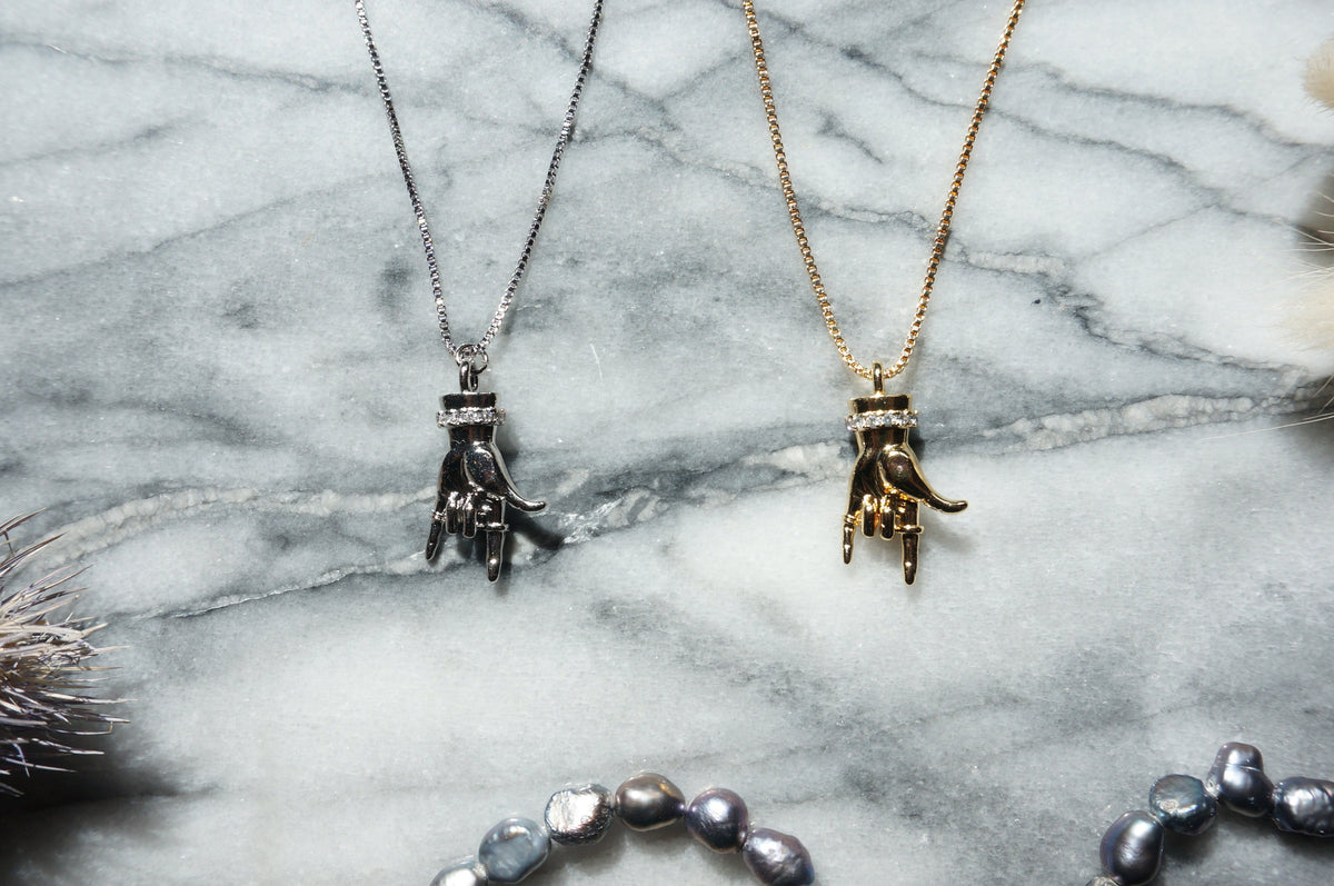 HORNS Gold / Silver Hand Sign Necklace