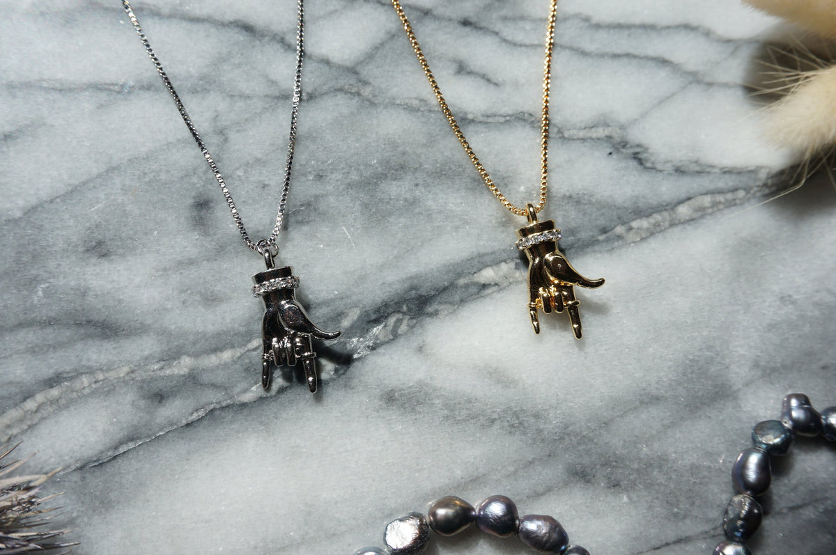 HORNS Gold / Silver Hand Sign Necklace