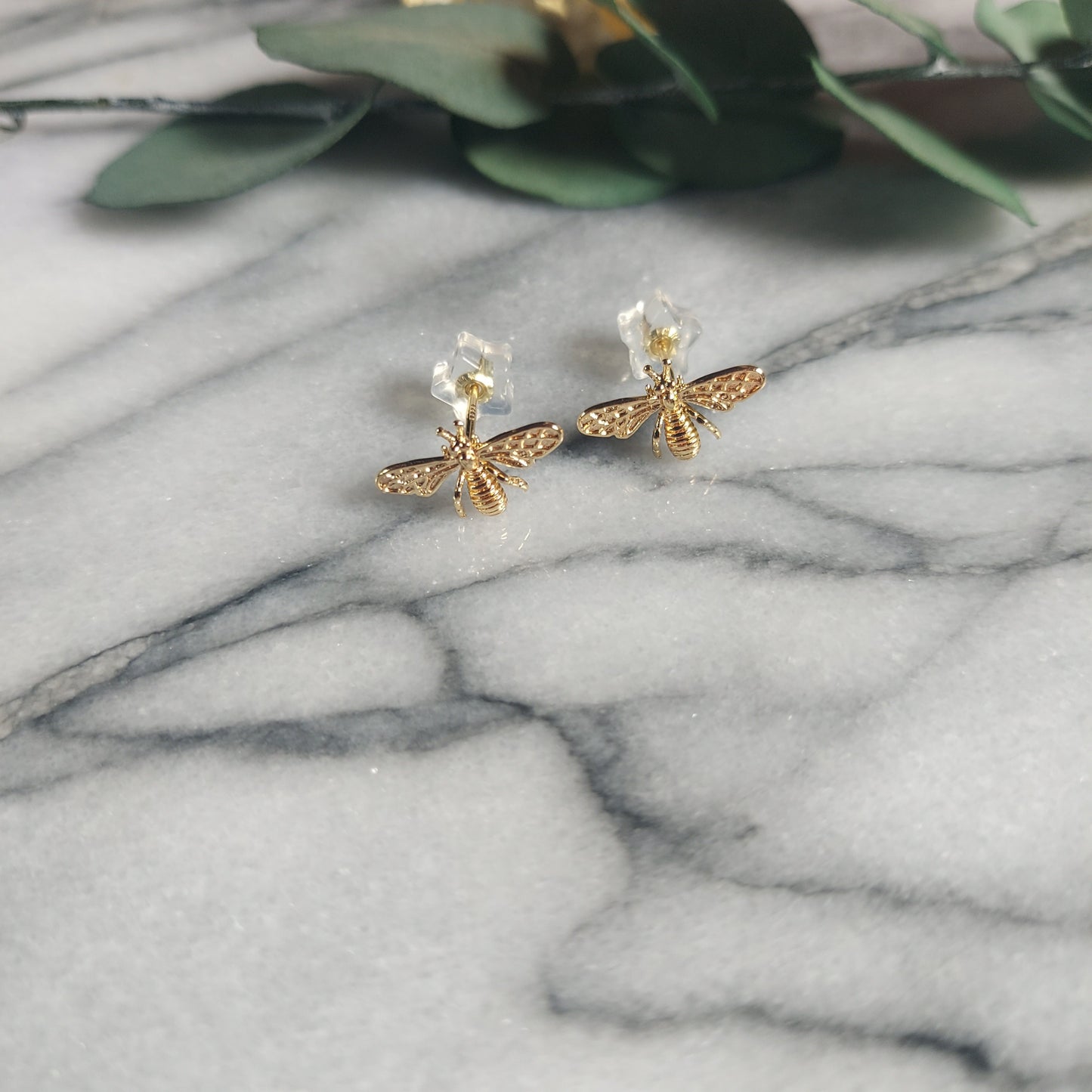 Dainty Bee Gold Stud Earrings