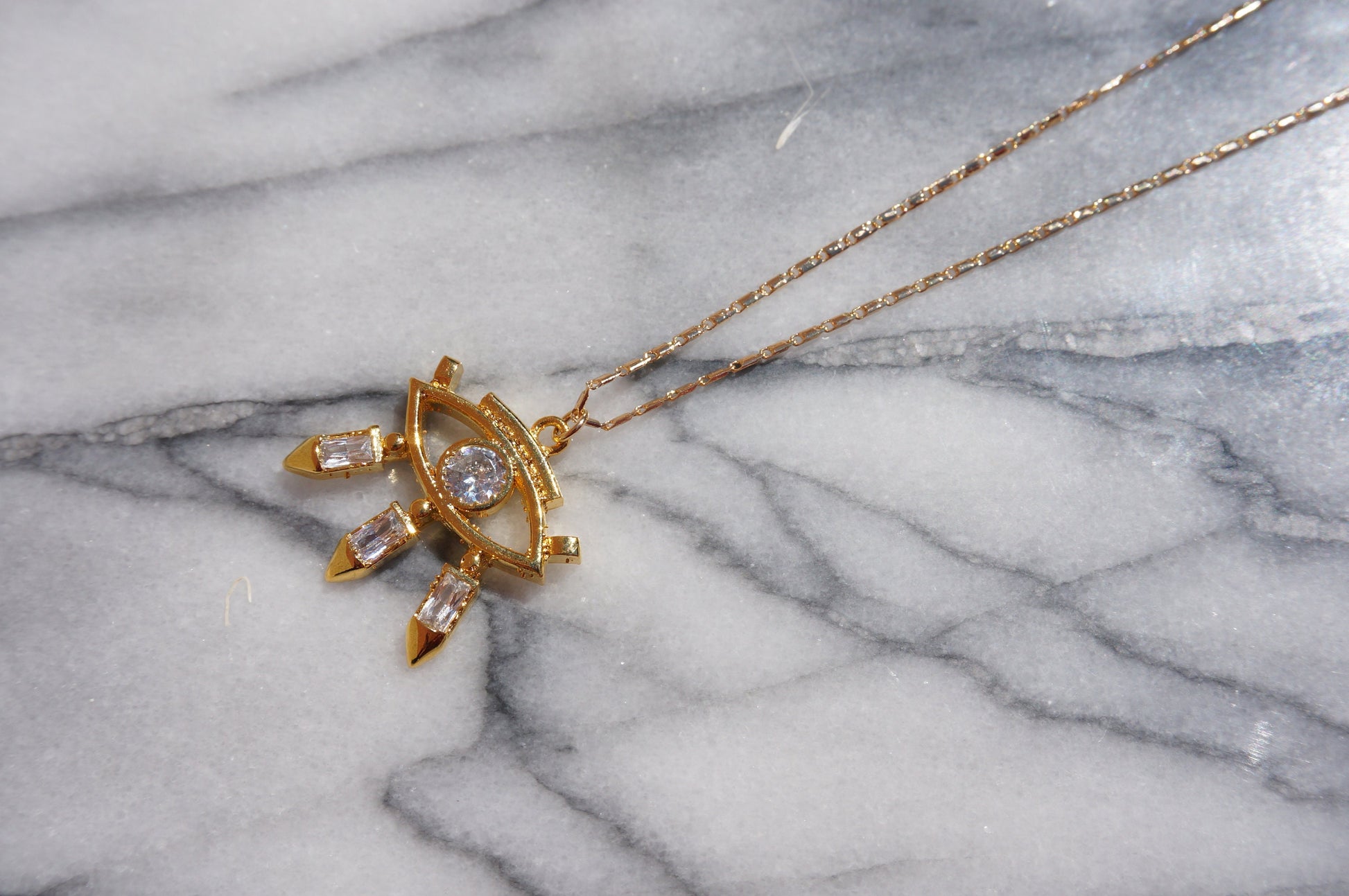 Evil Eye with Gem Pendant Necklace