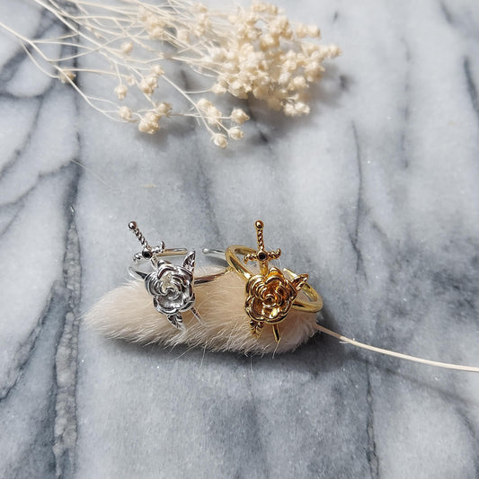 ALUCARD Rose and Sword Silver / Gold Adjustable Ring