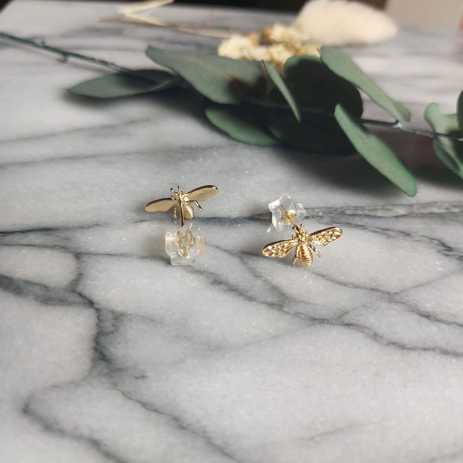 Dainty Bee Gold Stud Earrings
