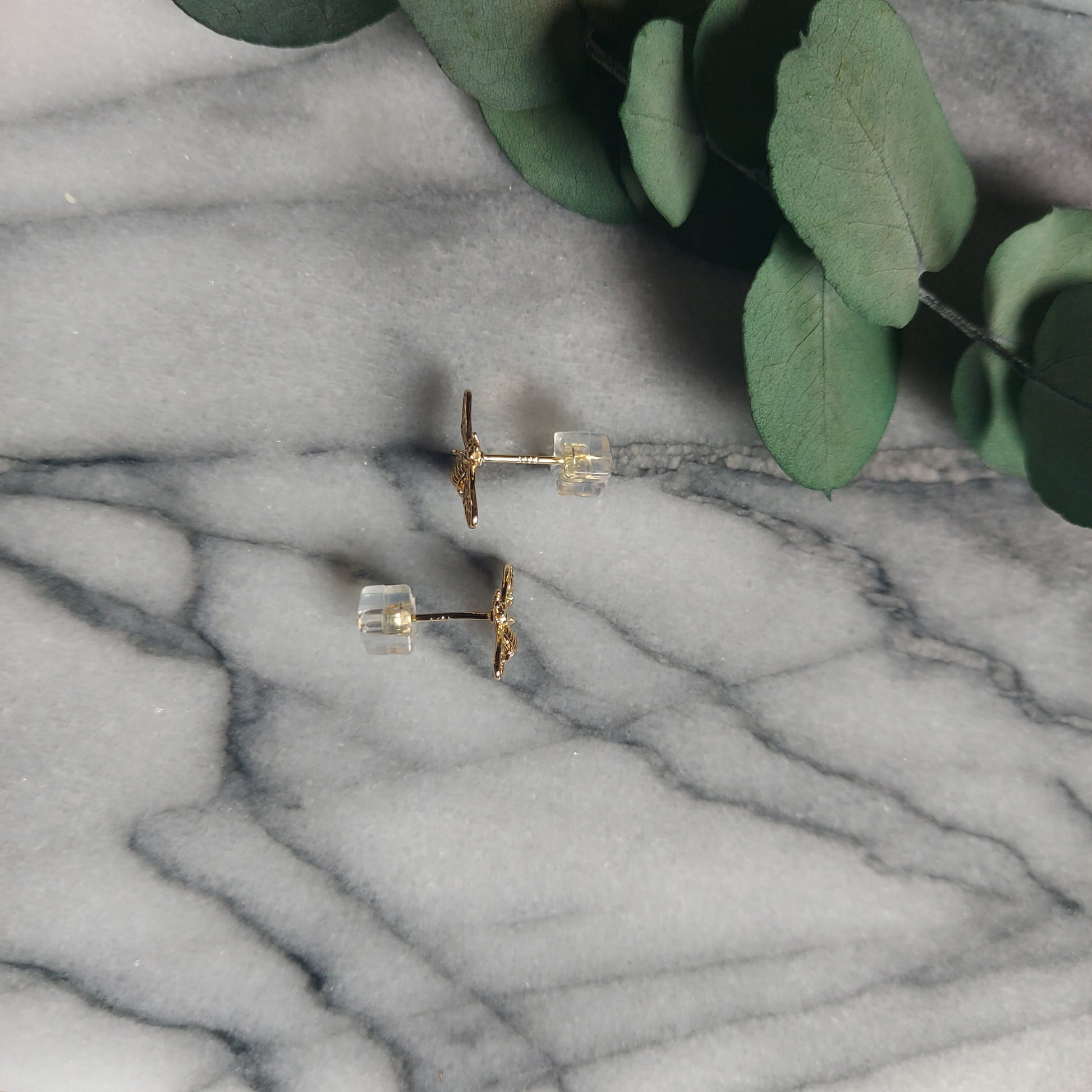 Dainty Bee Gold Stud Earrings
