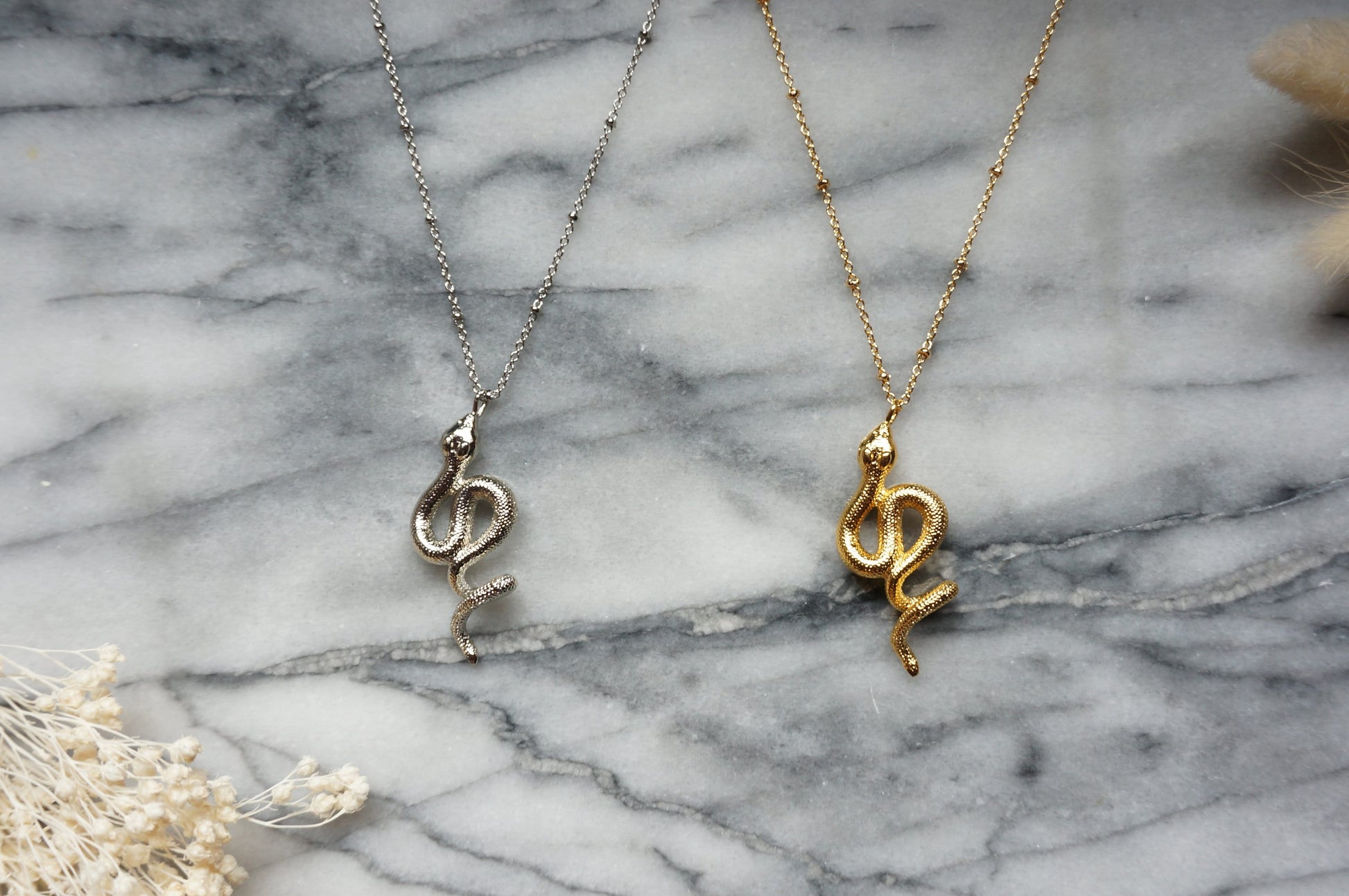 Python Gold/Silver necklace / Snake Necklace