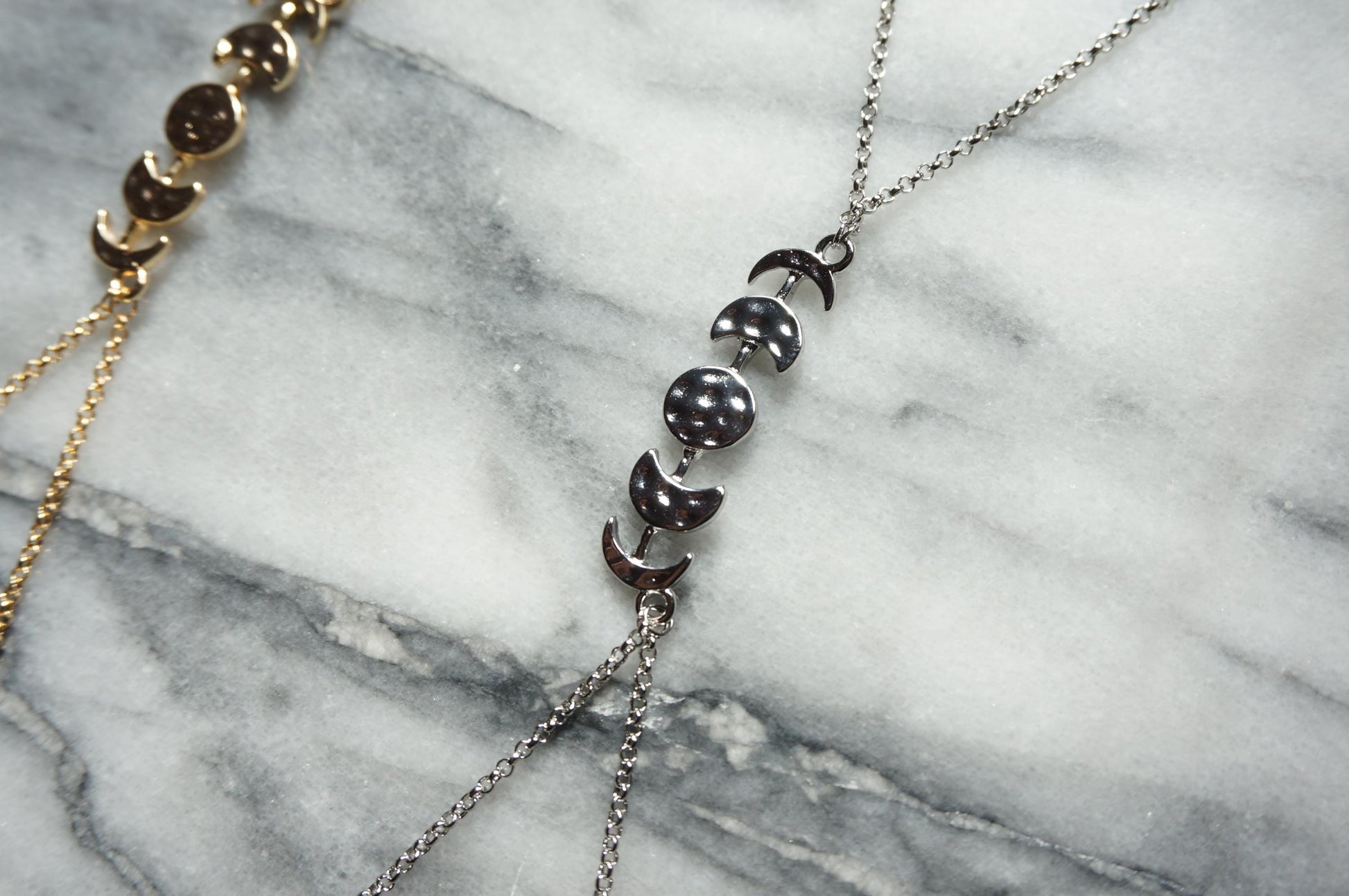 Hammered Moon Phase Gold Body Chain