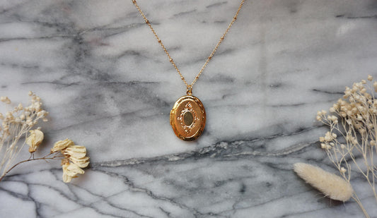Oval Gold Antique Style Locket Necklace
