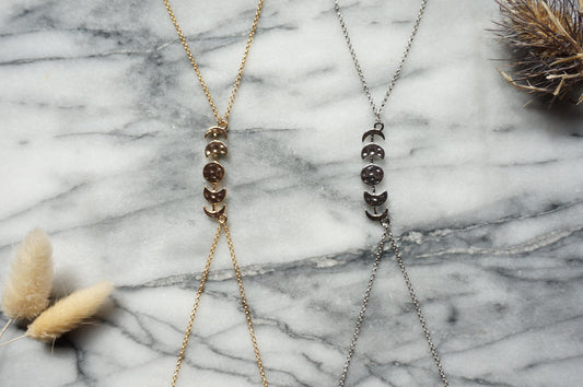 Hammered Moon Phase Gold Body Chain