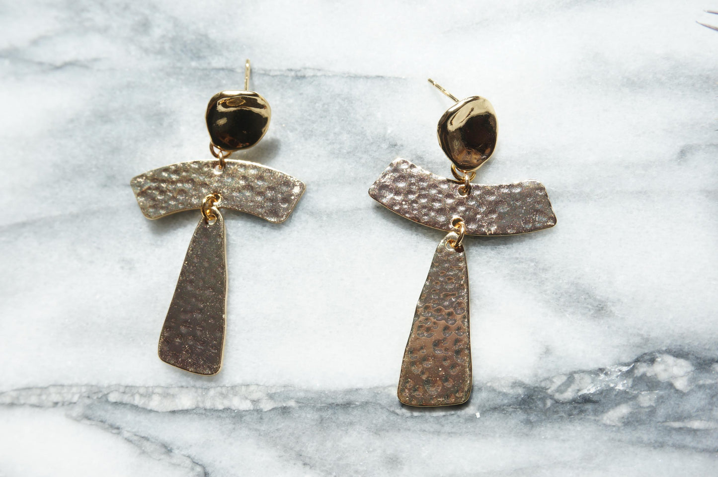 Geometric Dangle Earrings / Gold Plated Earrings
