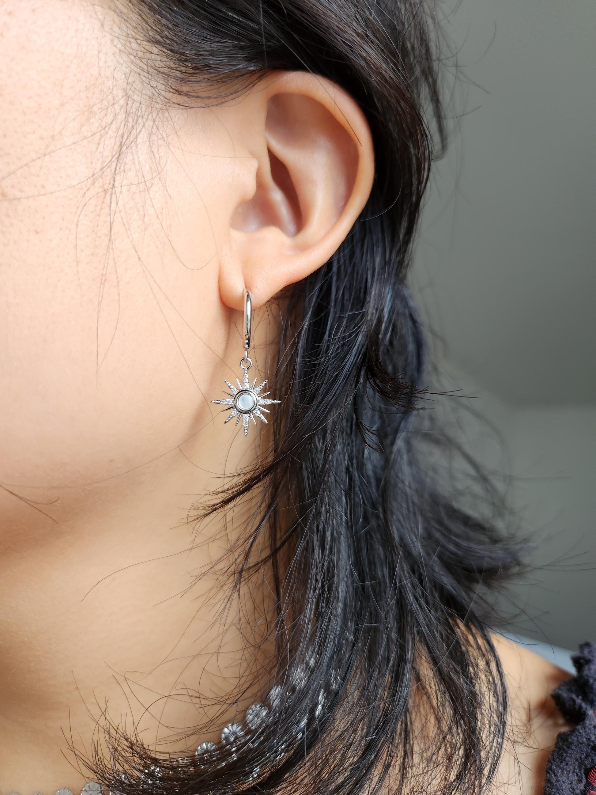SOLE - Gold / Silver Mother of Pearl Sun Huggies / Hoops