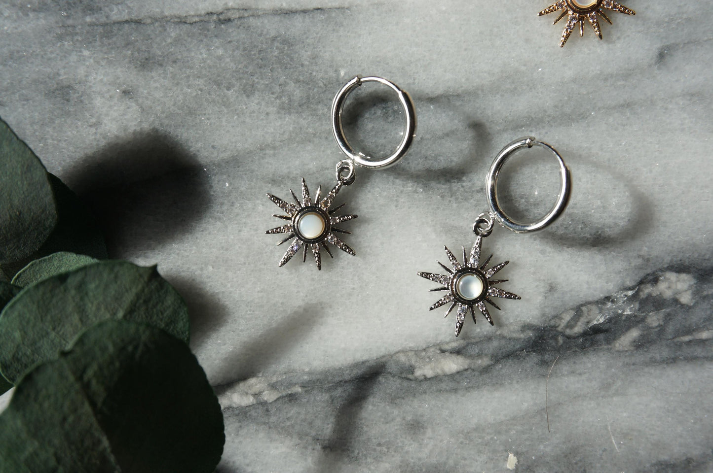 SOLE - Gold / Silver Mother of Pearl Sun Huggies / Hoops
