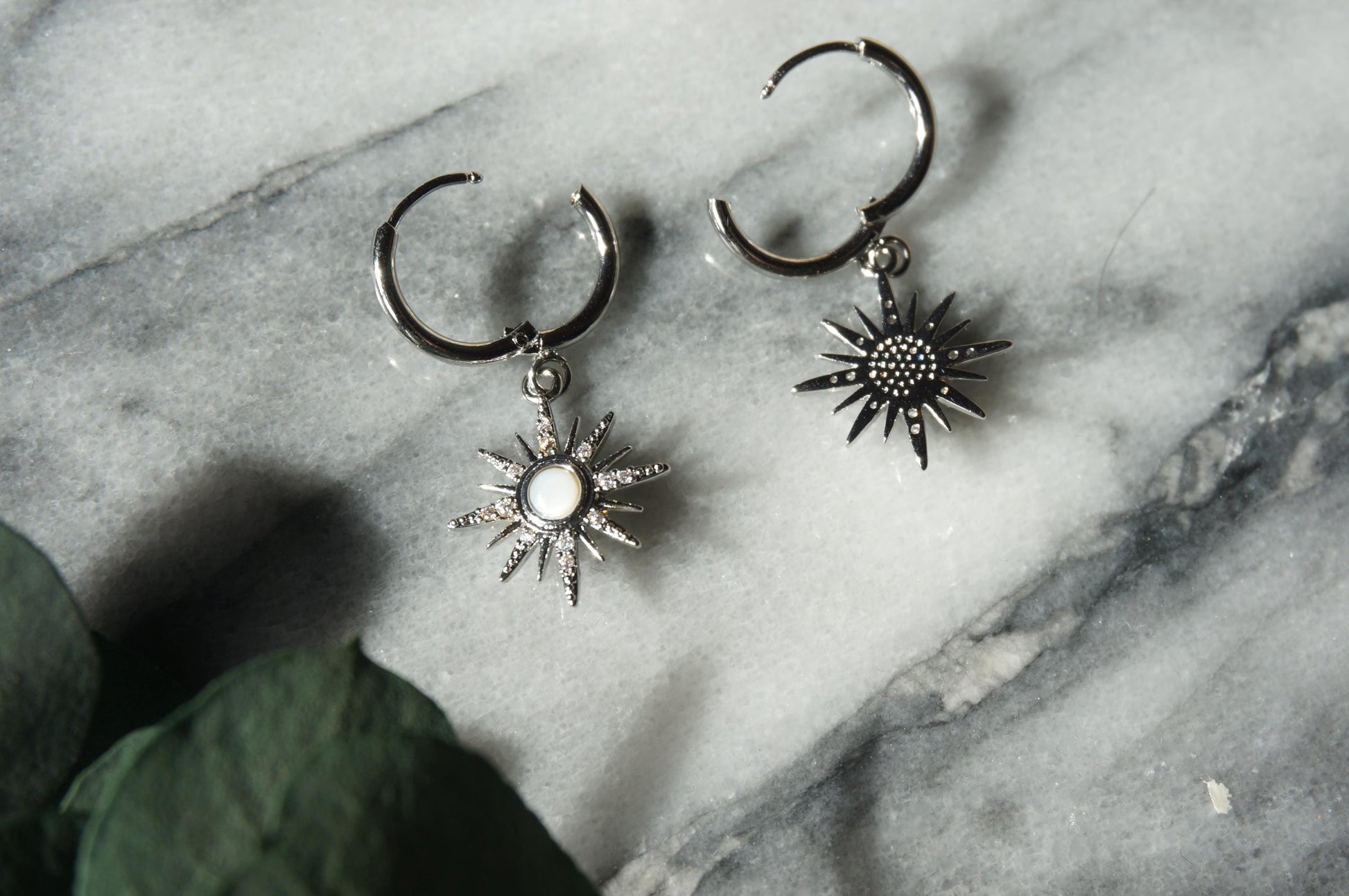 SOLE - Gold / Silver Mother of Pearl Sun Huggies / Hoops