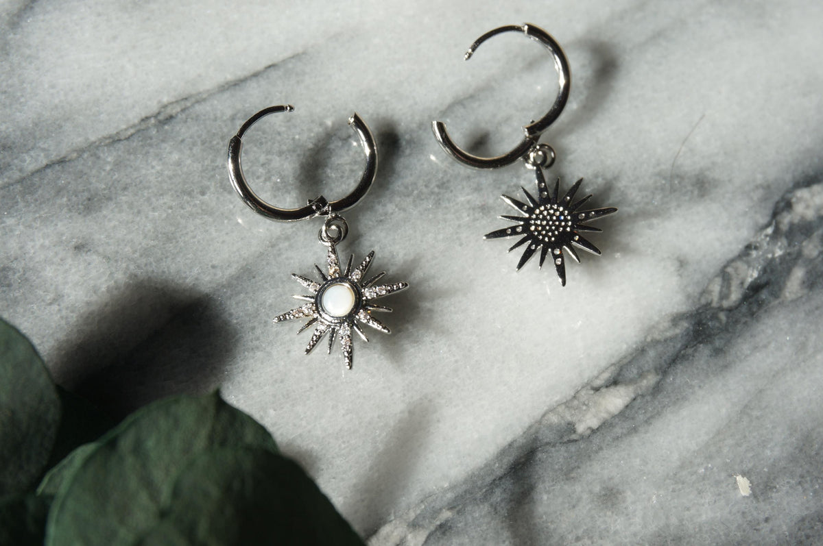 SOLE - Gold / Silver Mother of Pearl Sun Huggies / Hoops