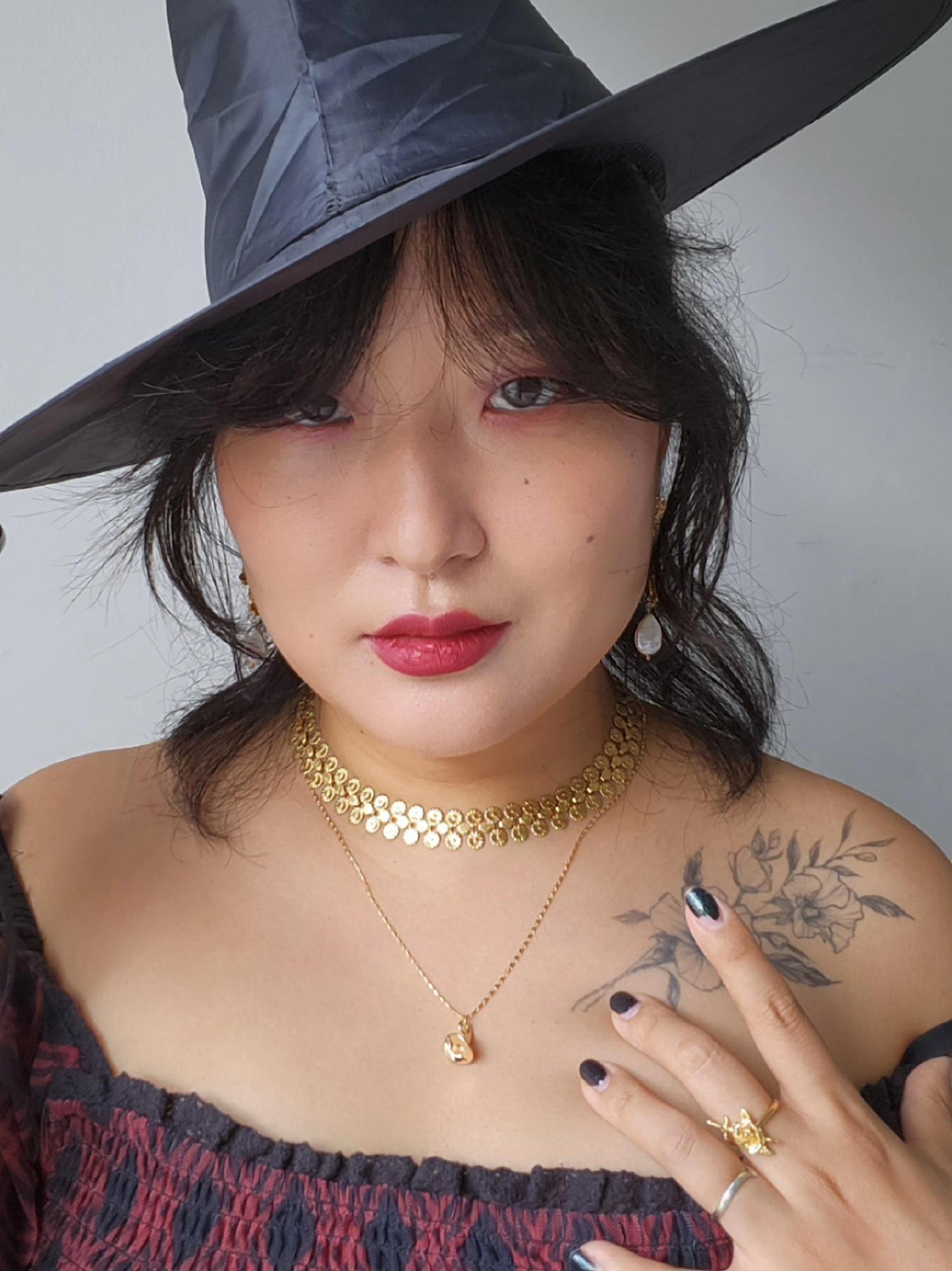 MINERVA Gold Plated Witch Hat Necklace