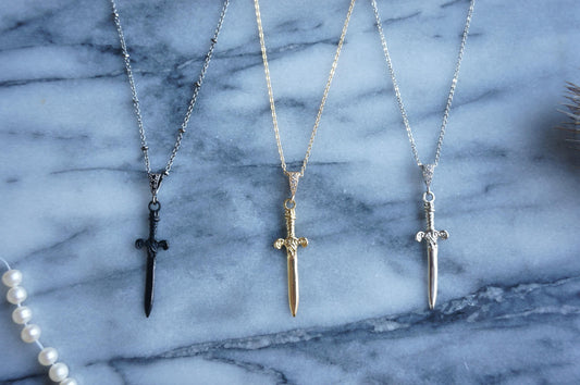 Gold/Silver / Black Antique Sword Necklace / Dagger Necklace