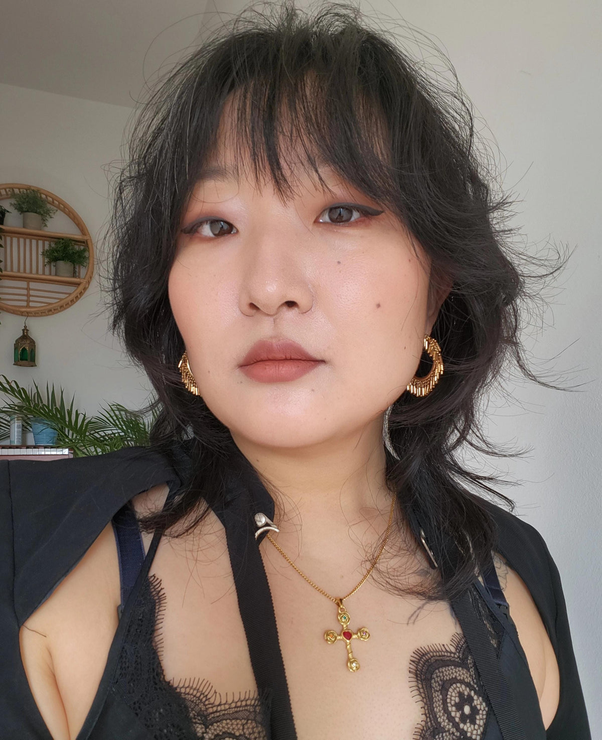Heart Gem Cross necklace and earrings