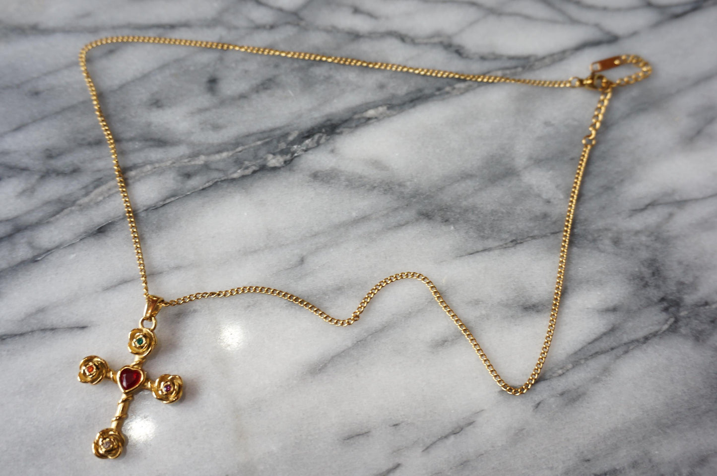 Heart Gem Cross necklace and earrings