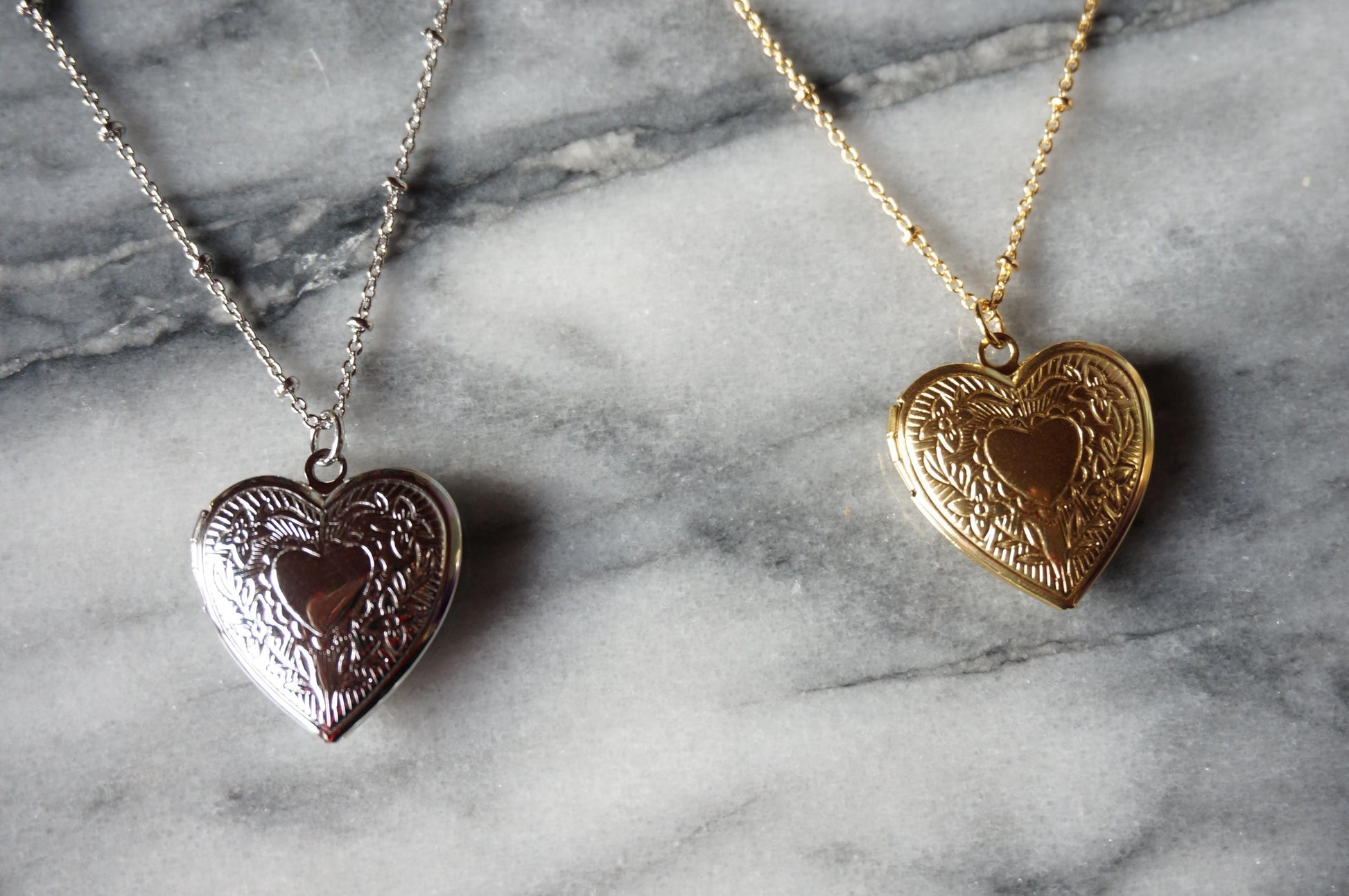 Antique Gold / Silver Heart Locket Necklace