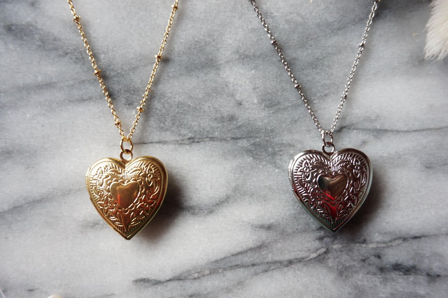 Antique Gold / Silver Heart Locket Necklace