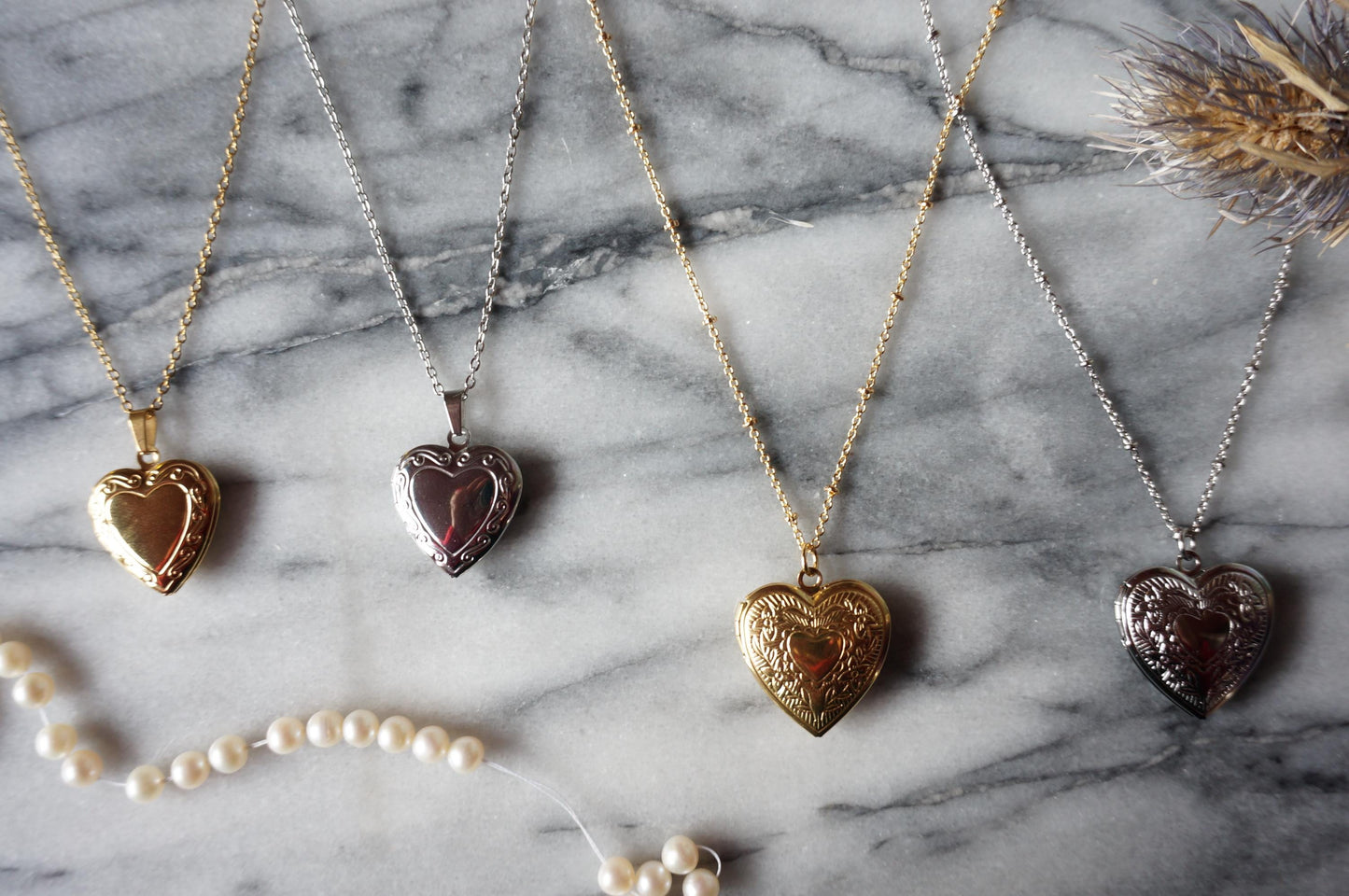 Antique Gold / Silver Heart Locket Necklace