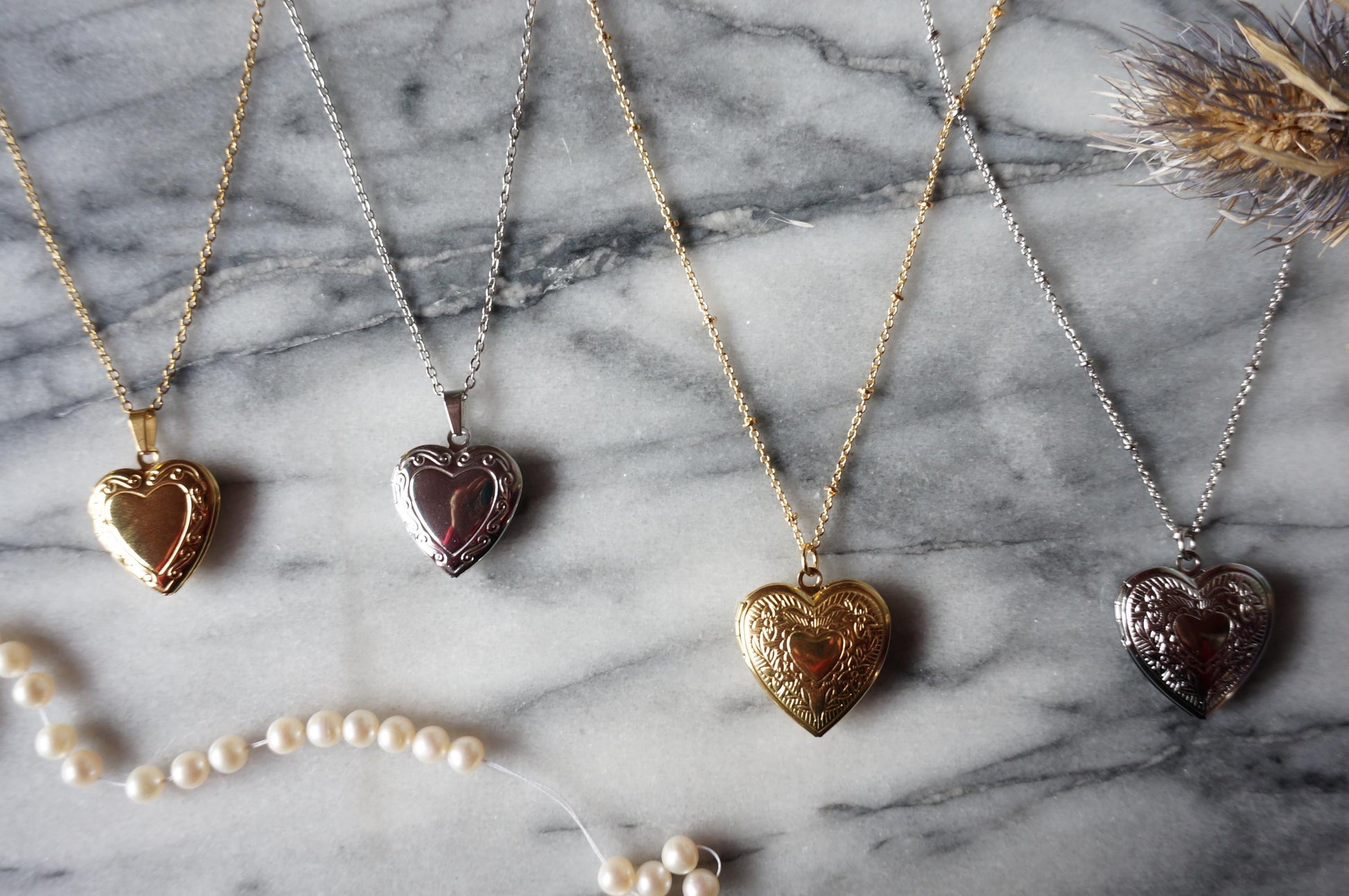 Antique Gold / Silver Heart Locket Necklace