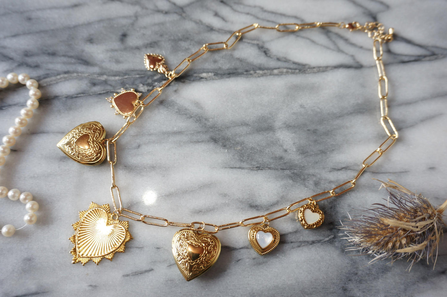 JULIET Gold/Silver Heart Cluster Necklace