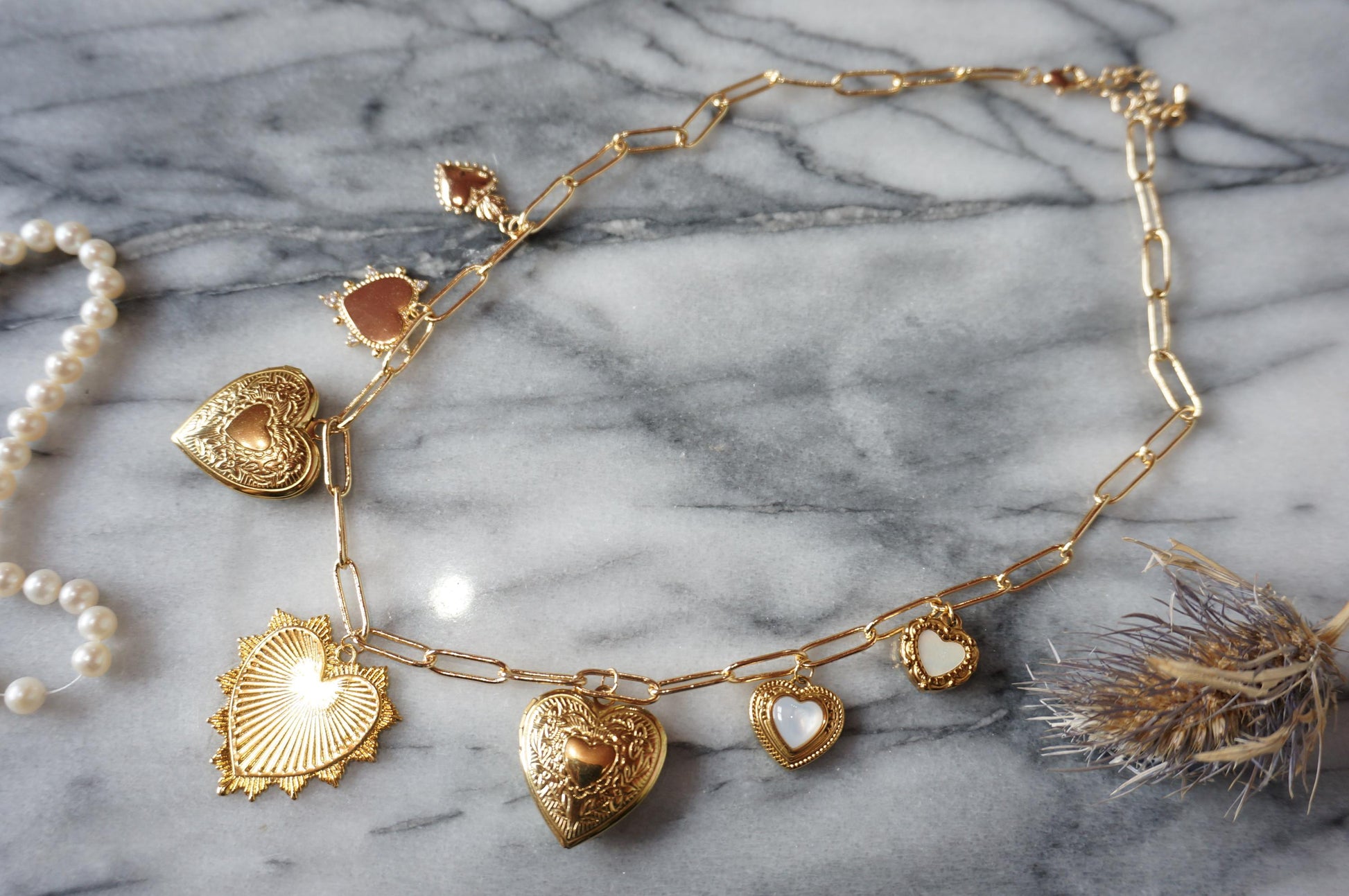 JULIET Gold/Silver Heart Cluster Necklace