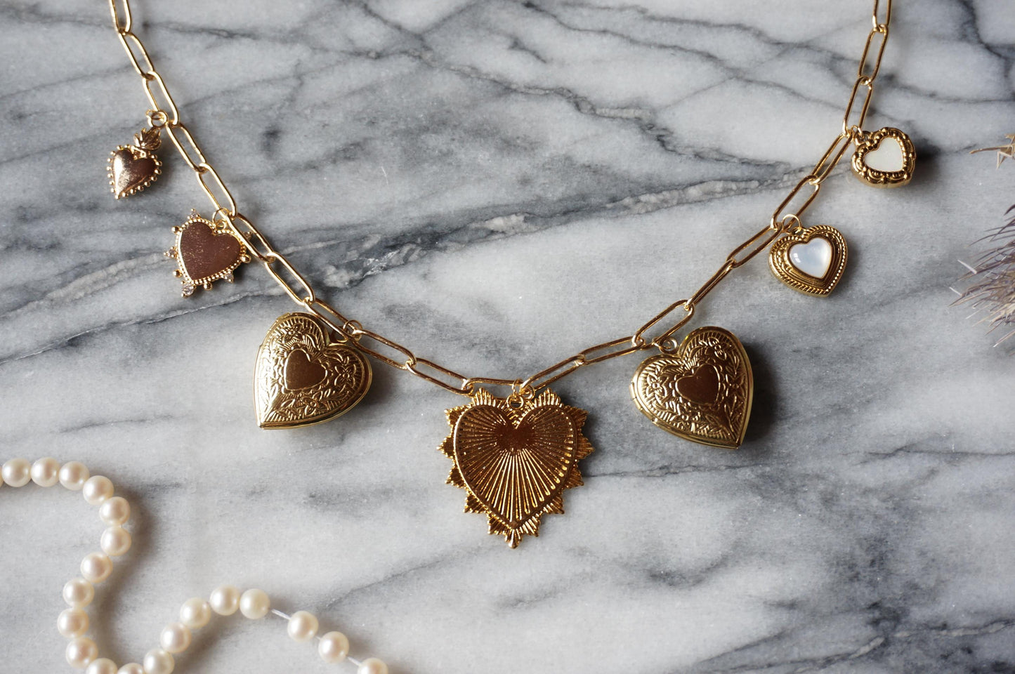 JULIET Gold/Silver Heart Cluster Necklace