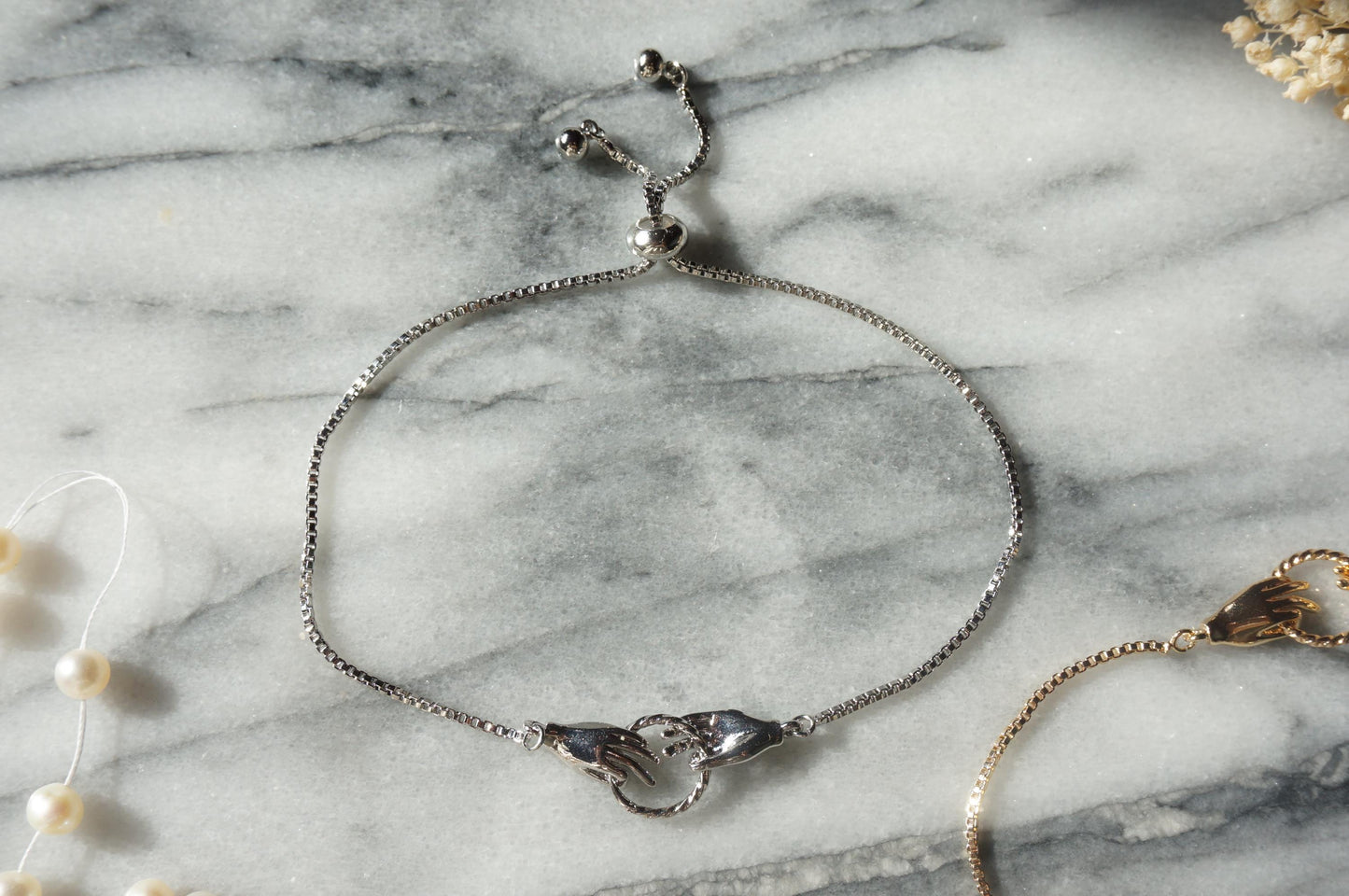 dainty TAROT hand Adjustable BRACELET / gold and silver bracelet