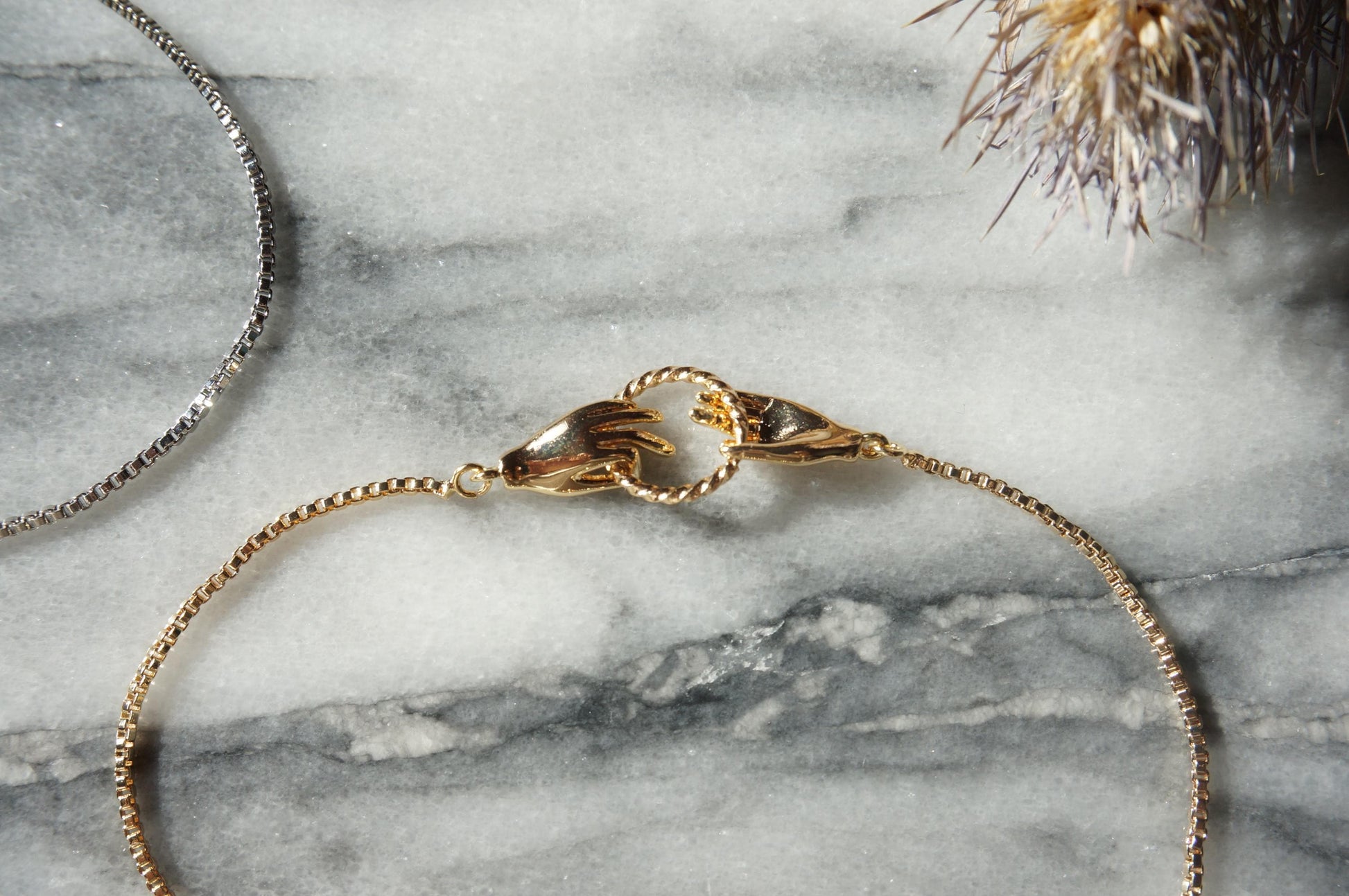 dainty TAROT hand Adjustable BRACELET / gold and silver bracelet