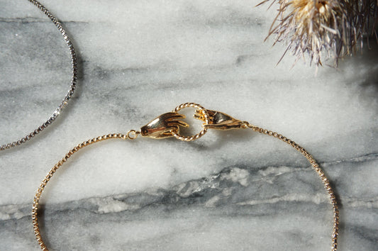 dainty TAROT hand Adjustable BRACELET / gold and silver bracelet