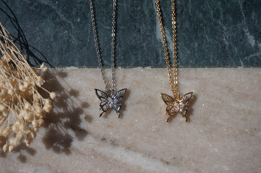 Dainty Butterfly necklace (gold/silver) Y2K Butterfly Necklace / Fairycore Necklace