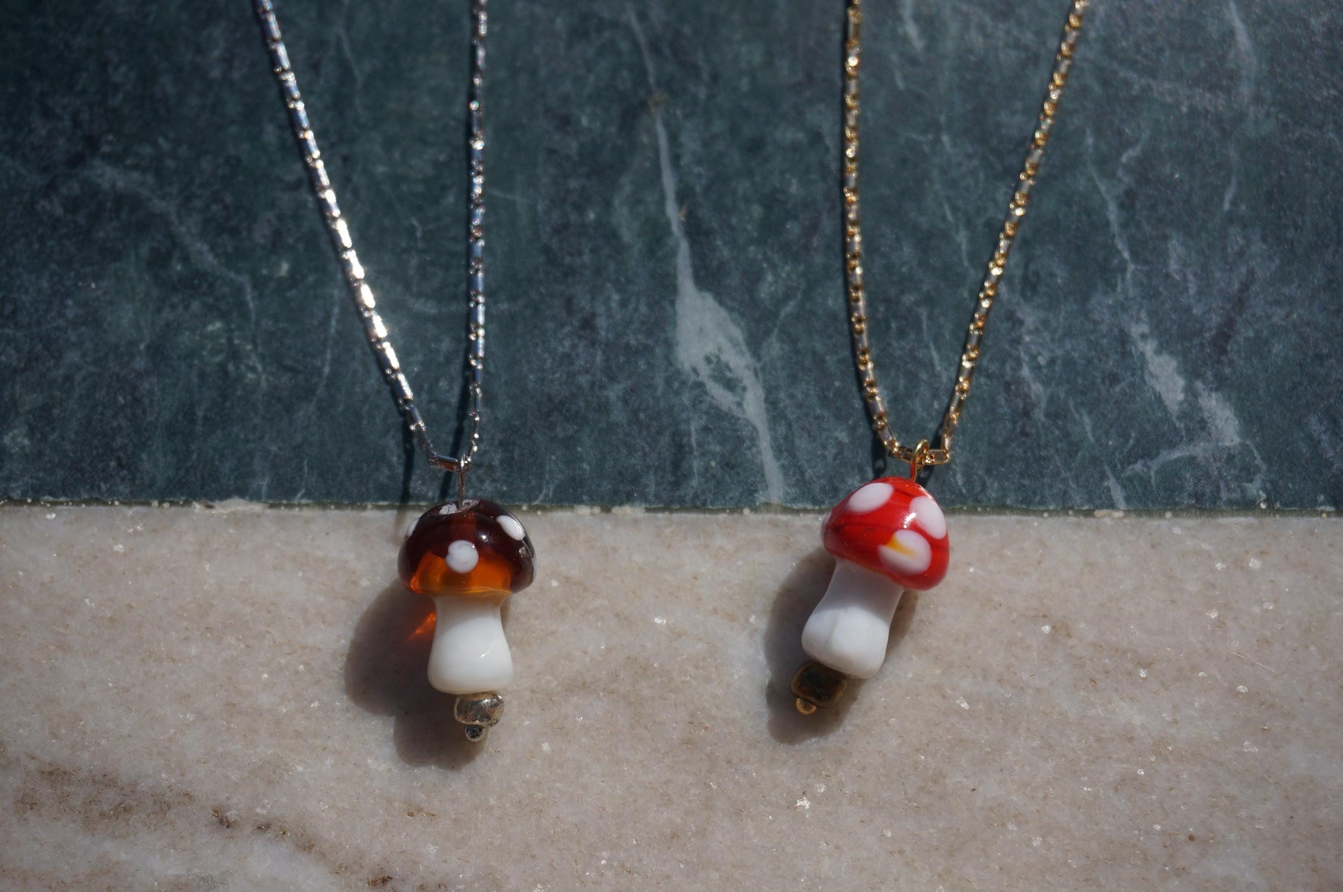 Dainty Brown/Red Mushroom necklaces / Gold Silver Mushroom Festival Necklace / Fairycore Mushroom Necklace