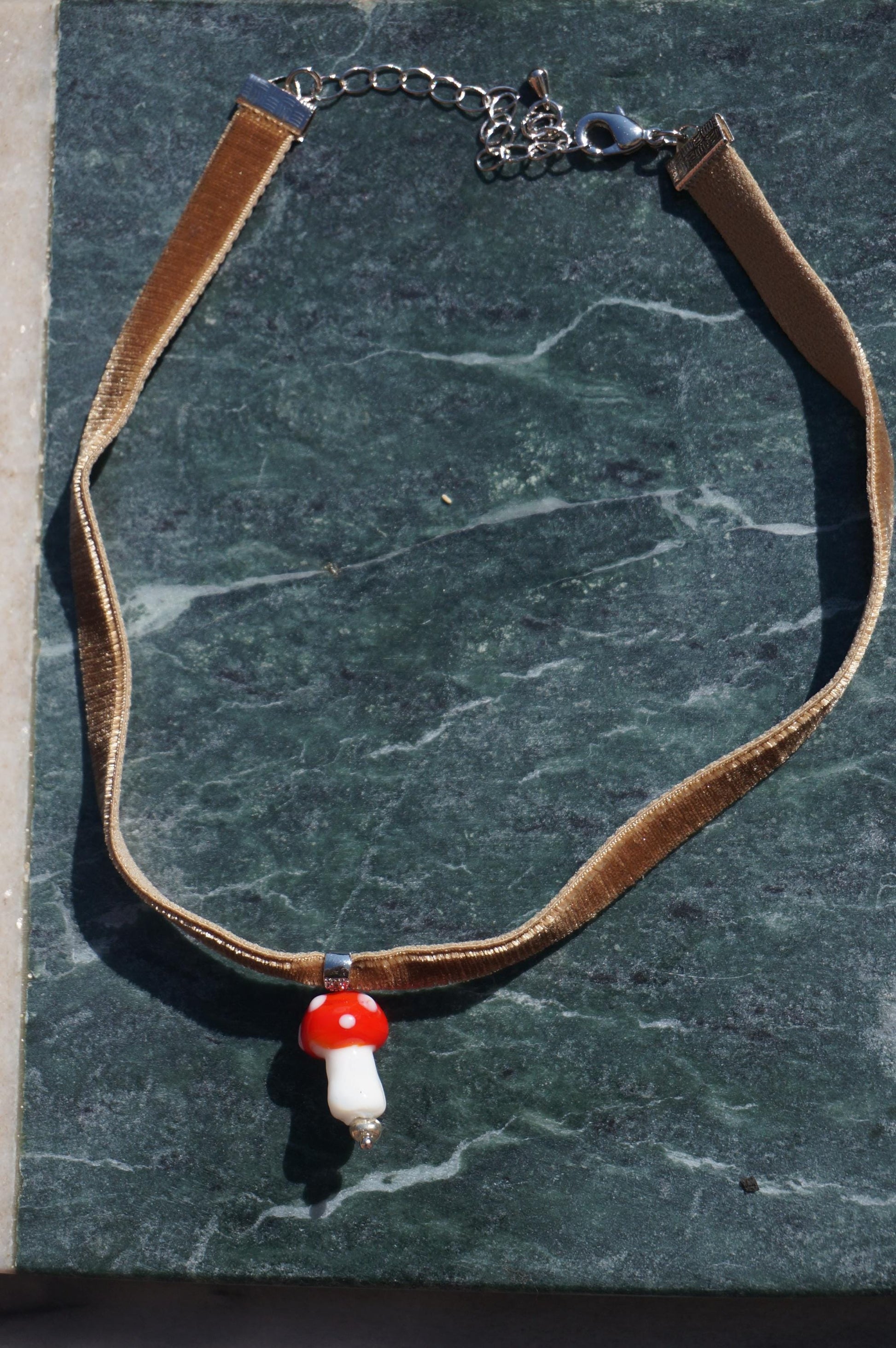 Brown and red Mushroom chokers / fairycore