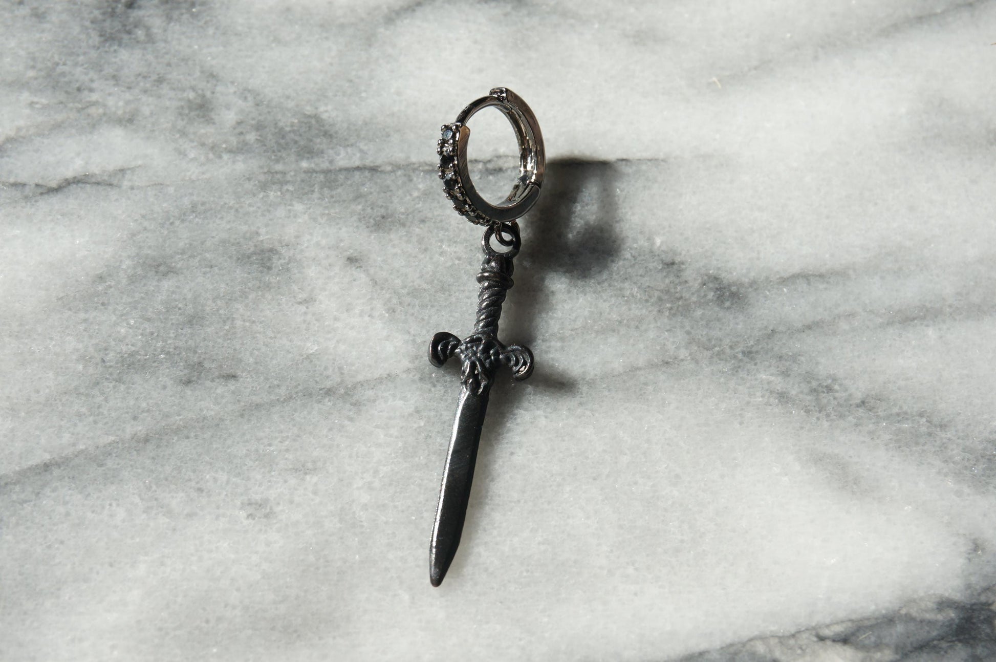 Gold/Silver Antique Dagger SINGLE Huggie Hoop Earring / Tarot Sword Earring SINGLE