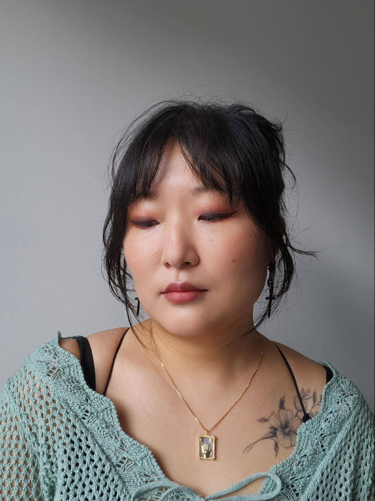 Gold Tarot card mother of pearl necklaces / Three of swords/ The Snake/ The fortune
